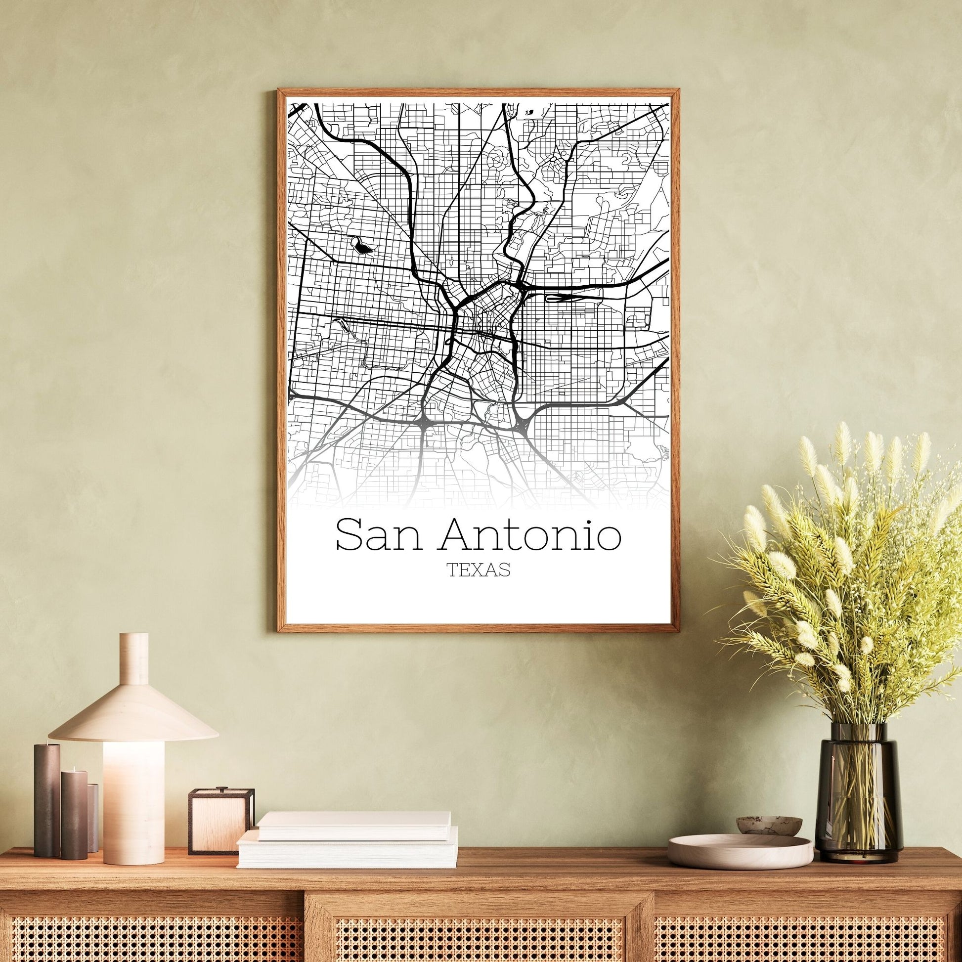 San Antonio Texas City Map Poster - GroovyGrove