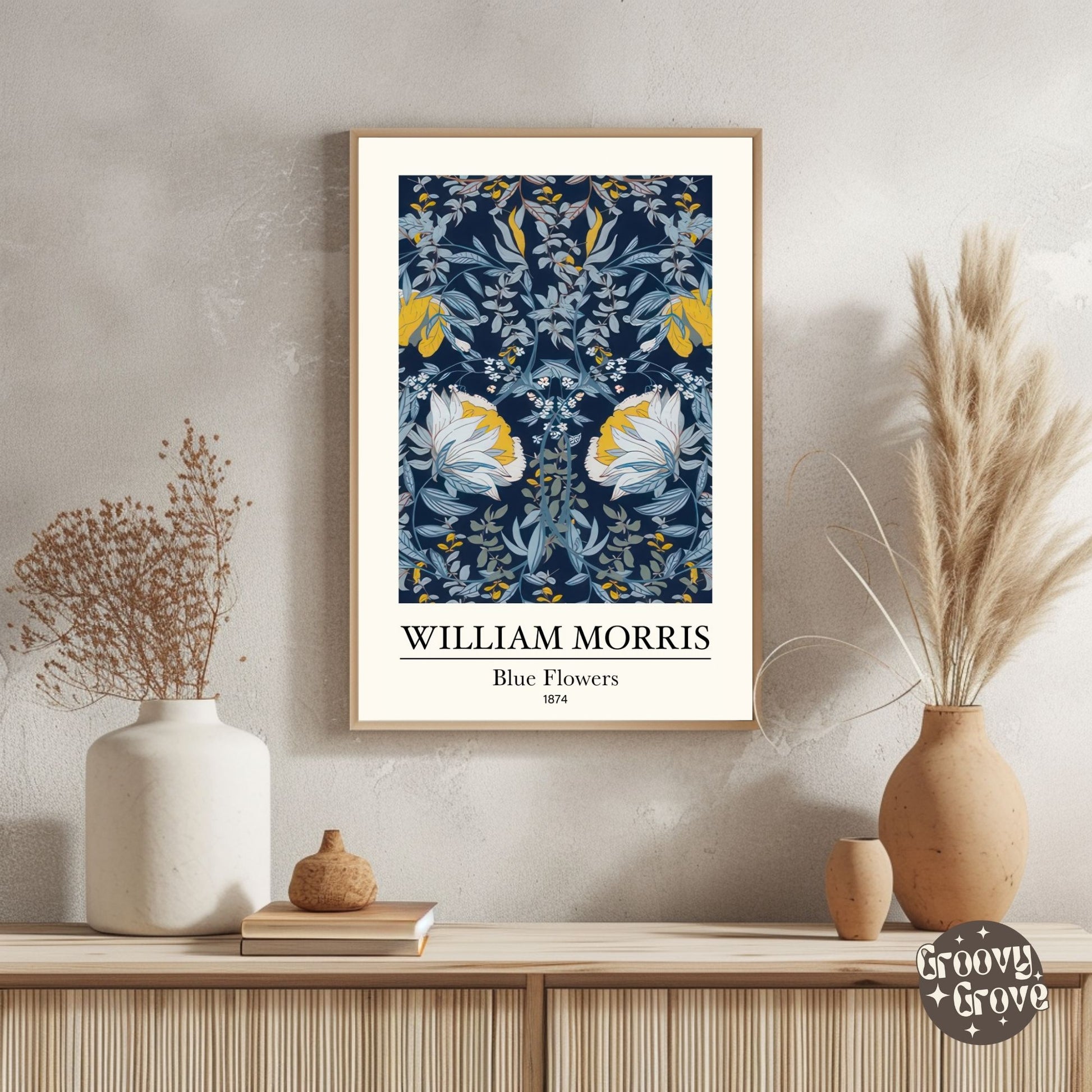 Blue Flowers 1874 William Morris Poster - GroovyGrove