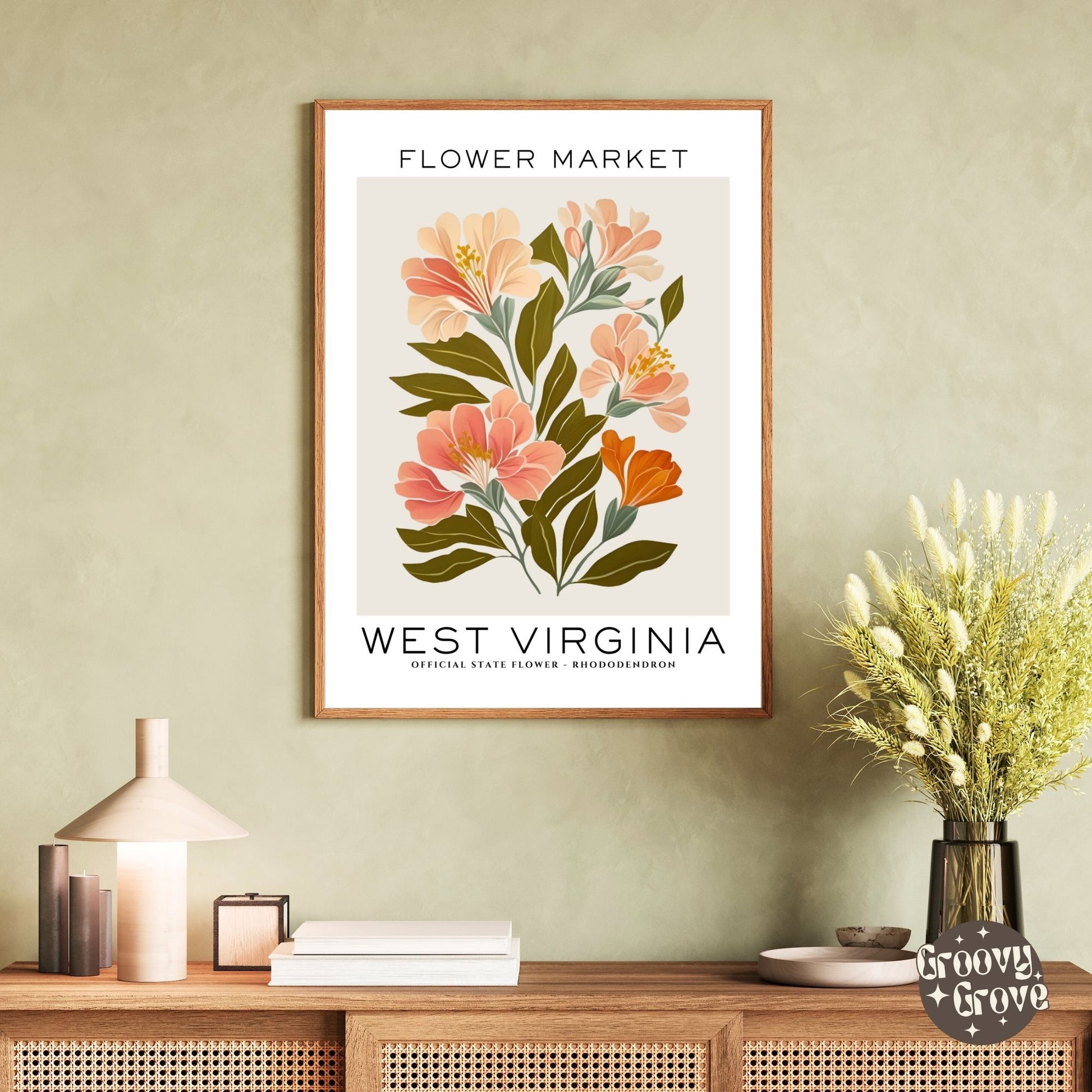 West Virginia Flower Market Poster - GroovyGrove