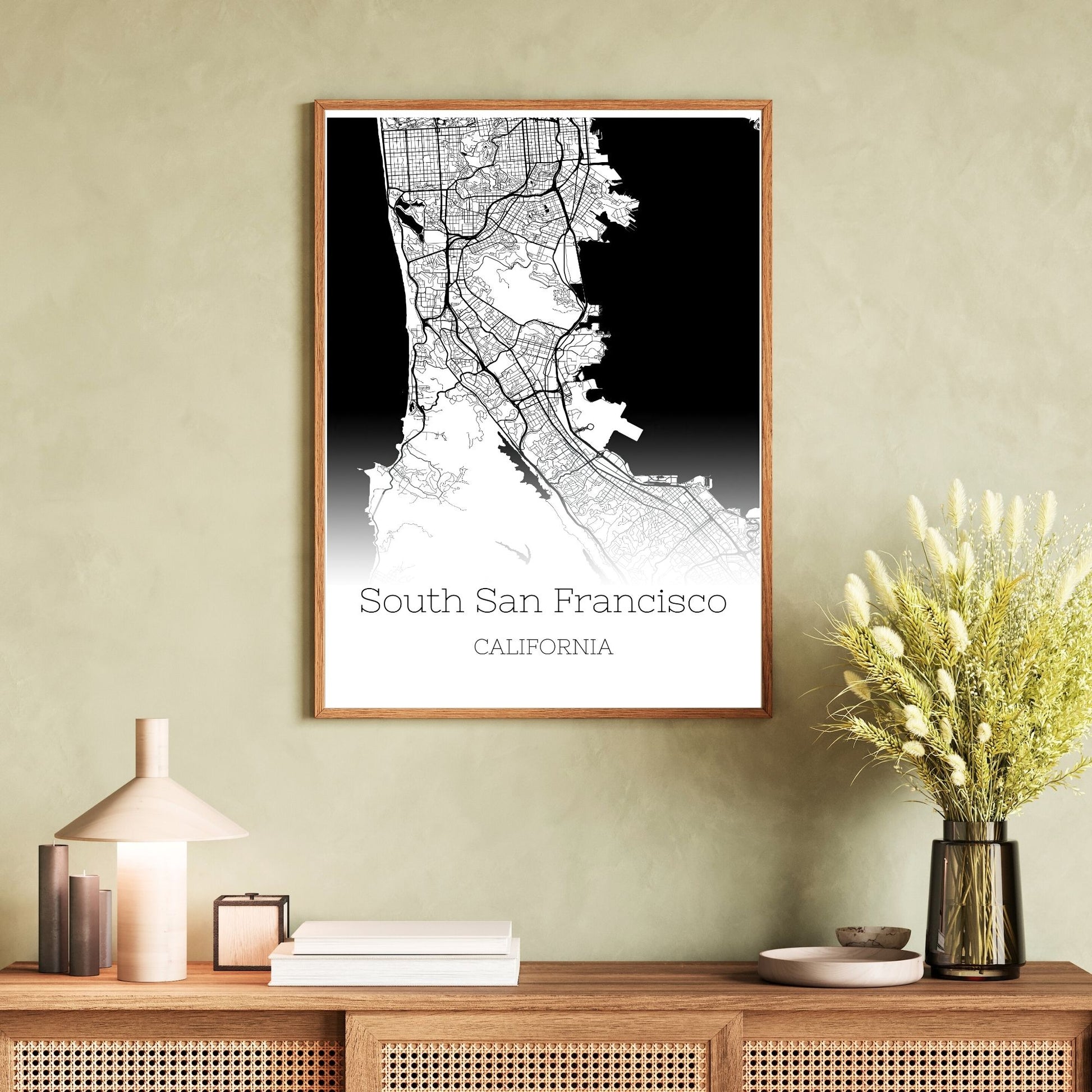 South San Francisco California City Map Poster - GroovyGrove