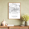 Lansing Michigan City Map Poster - GroovyGrove