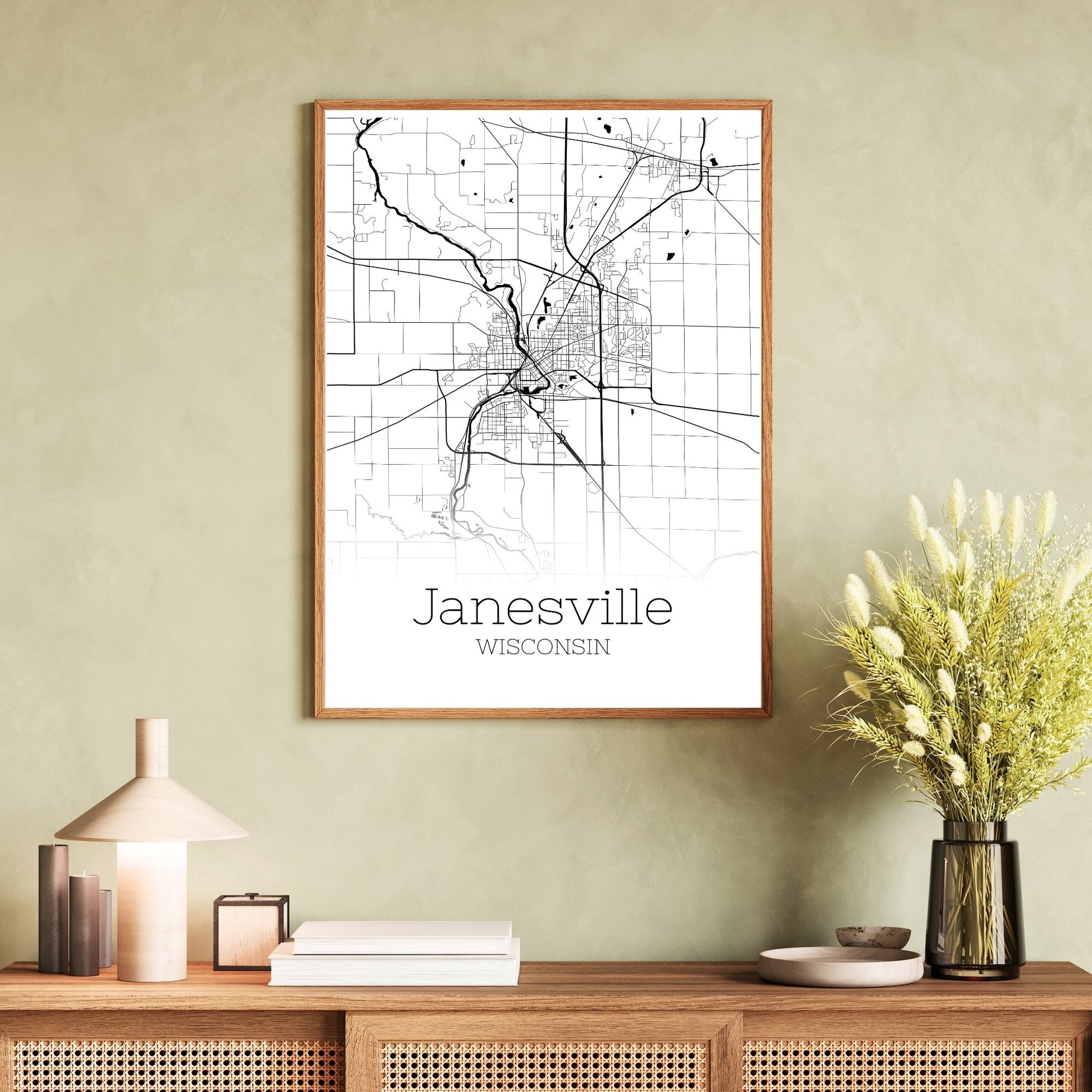 Janesville Wisconsin City Map Poster - GroovyGrove