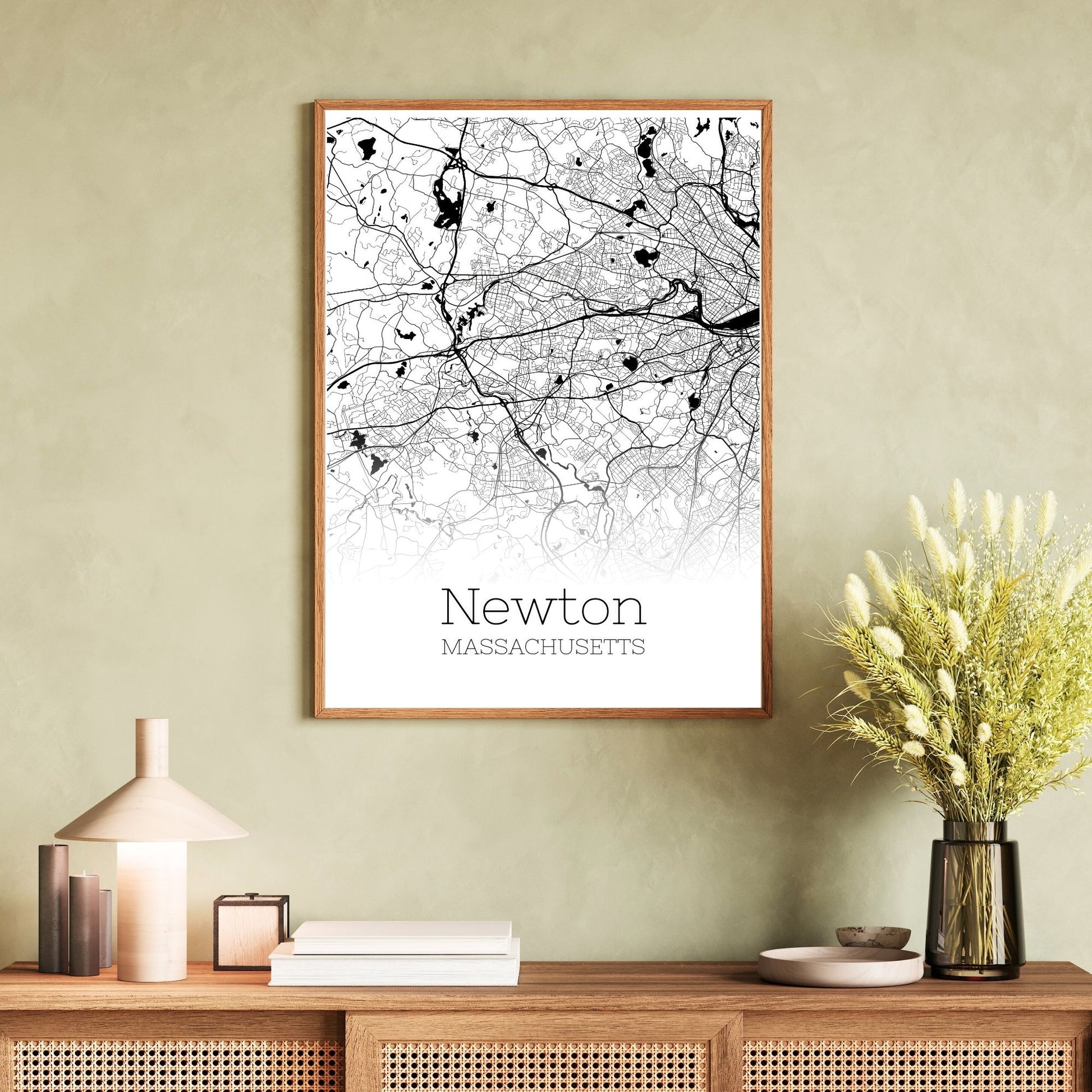 Newton Massachusetts City Map Poster - GroovyGrove