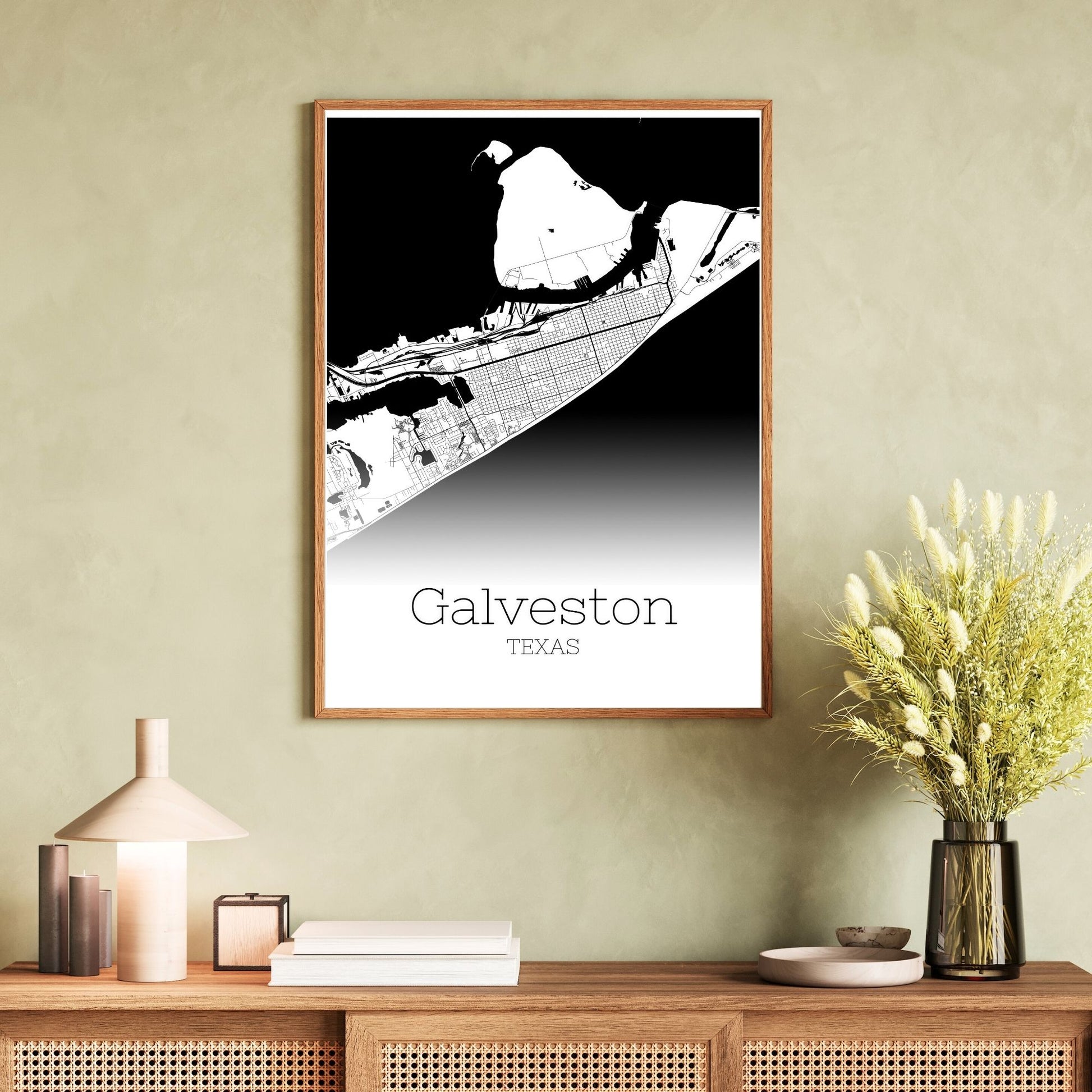 Galveston Texas City Map Poster - GroovyGrove