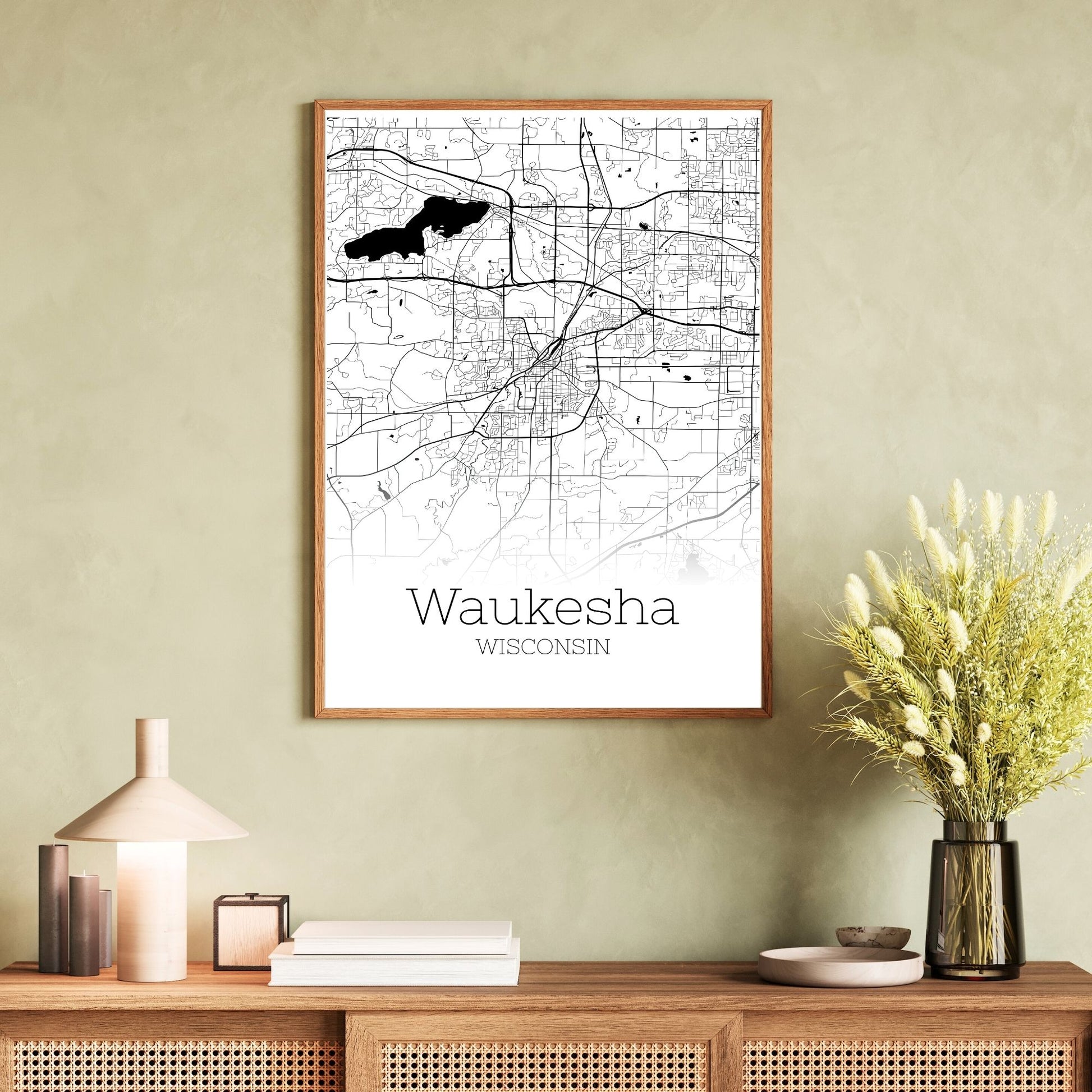 Waukesha Wisconsin City Map Poster - GroovyGrove