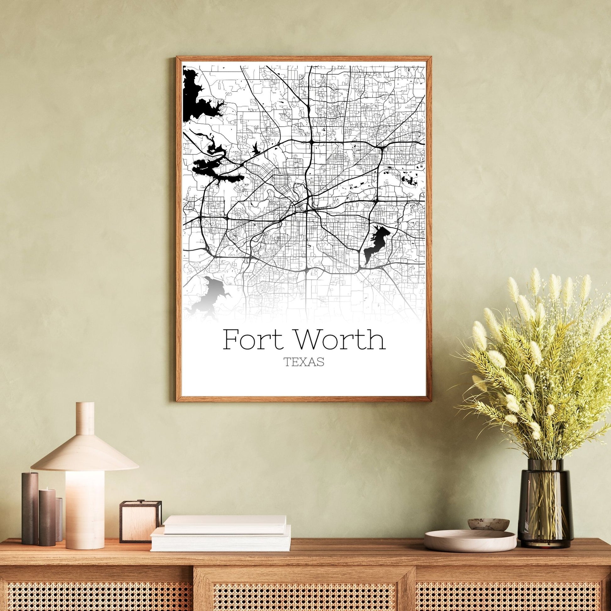 Fort Worth Texas City Map Poster - GroovyGrove