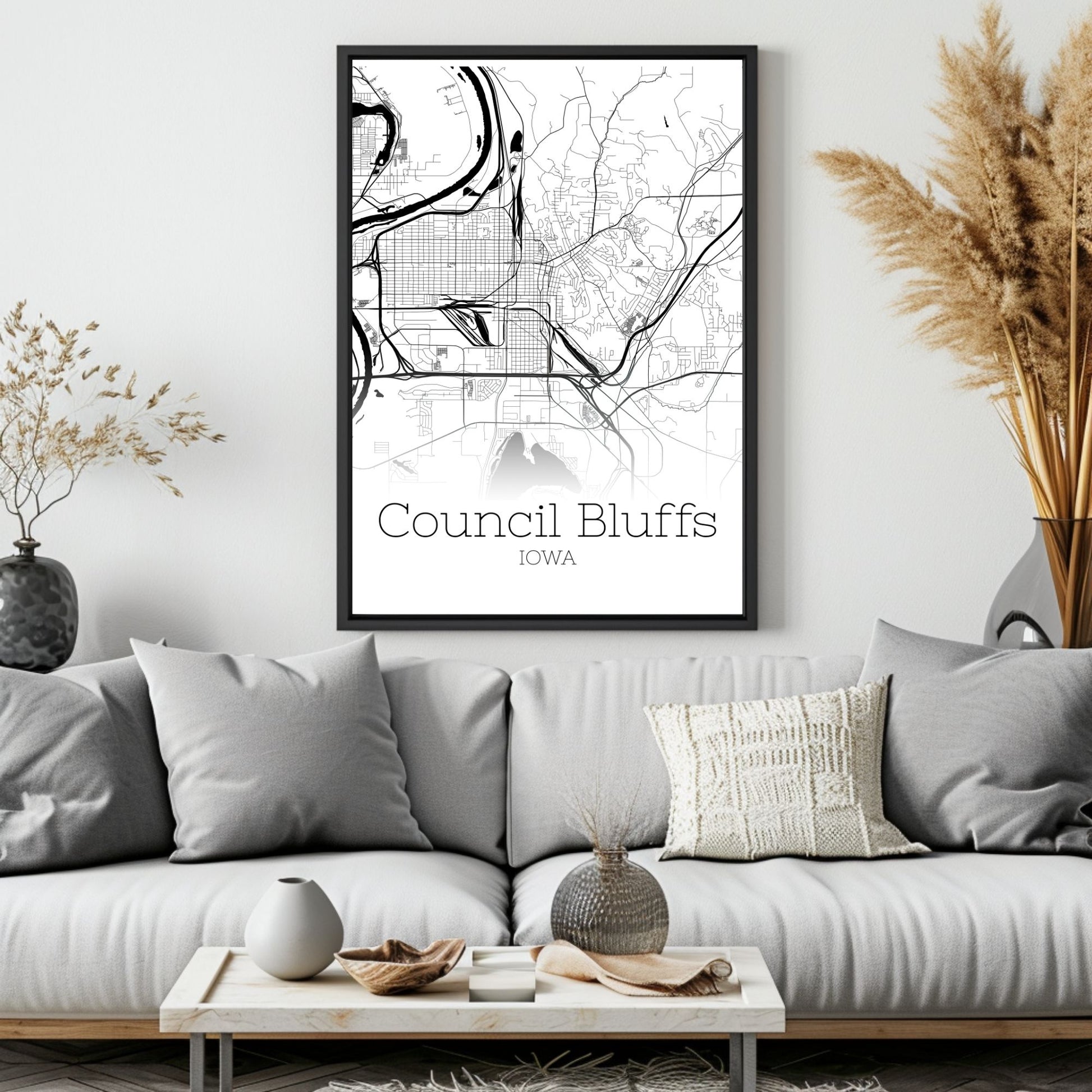 Council Bluffs Iowa City Map Poster - GroovyGrove