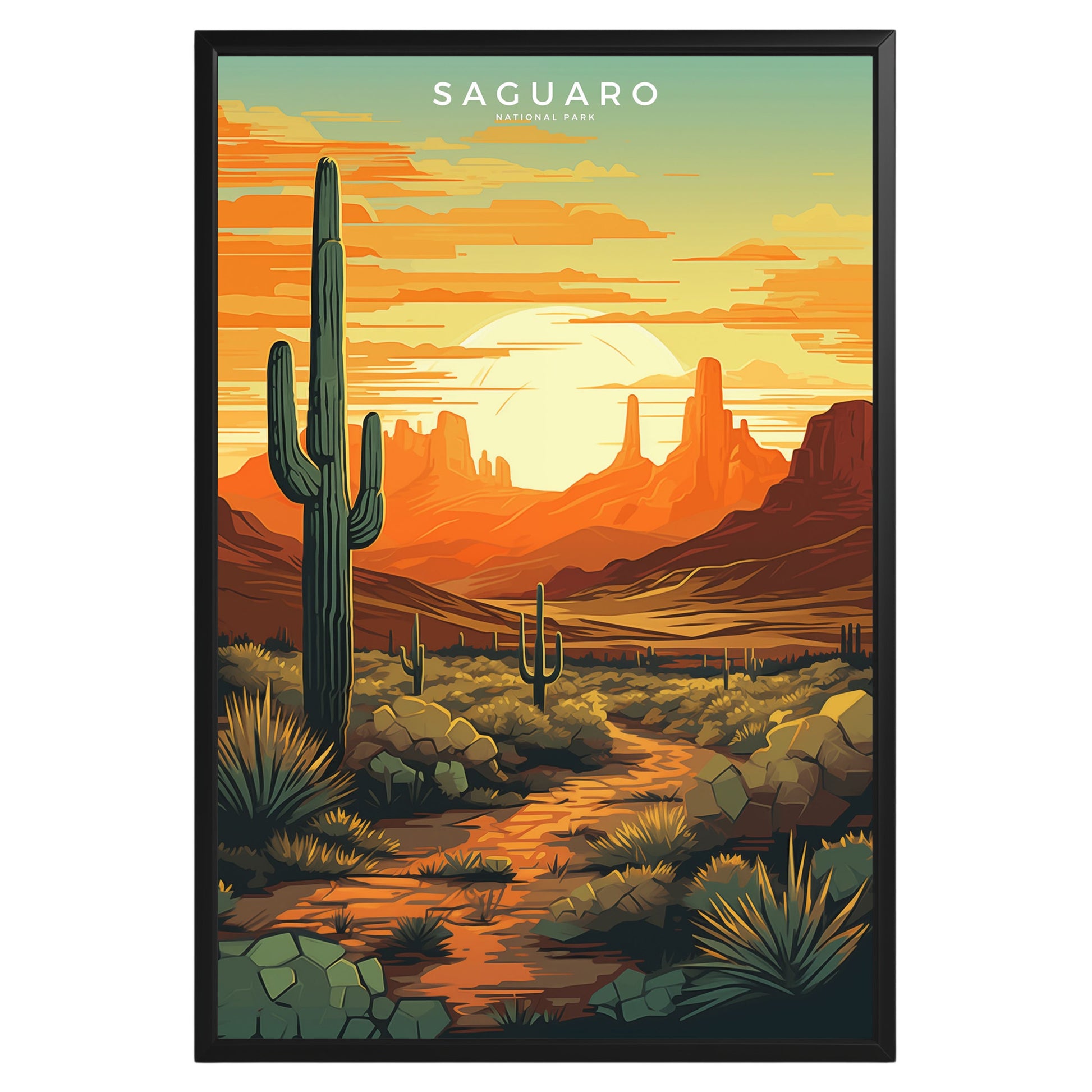 Saguaro National Park Retro Poster - GroovyGrove