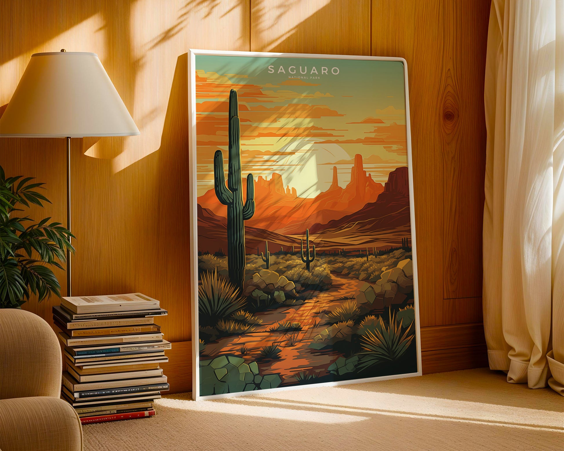 Saguaro National Park Retro Poster - GroovyGrove