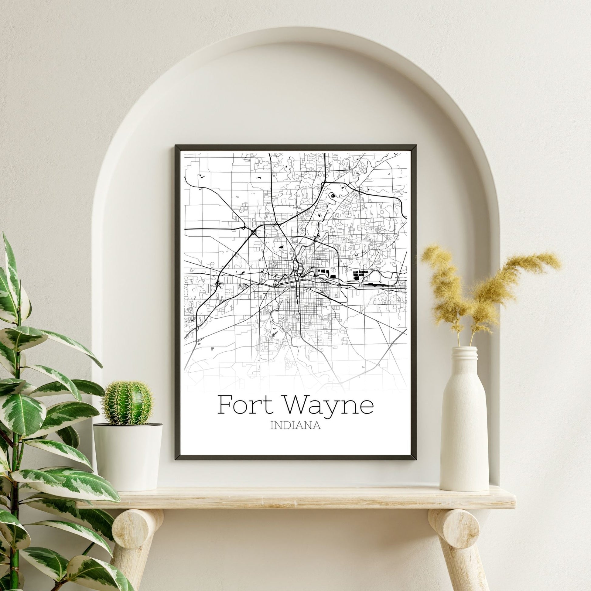 Fort Wayne Indiana City Map Poster - GroovyGrove