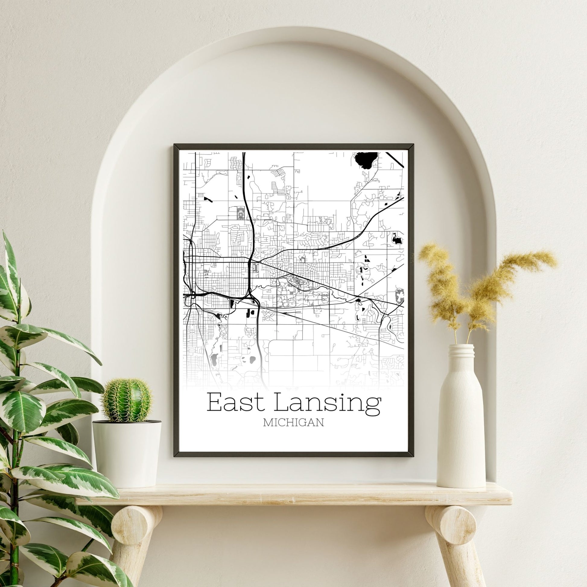 East Lansing Michigan City Map Poster - GroovyGrove