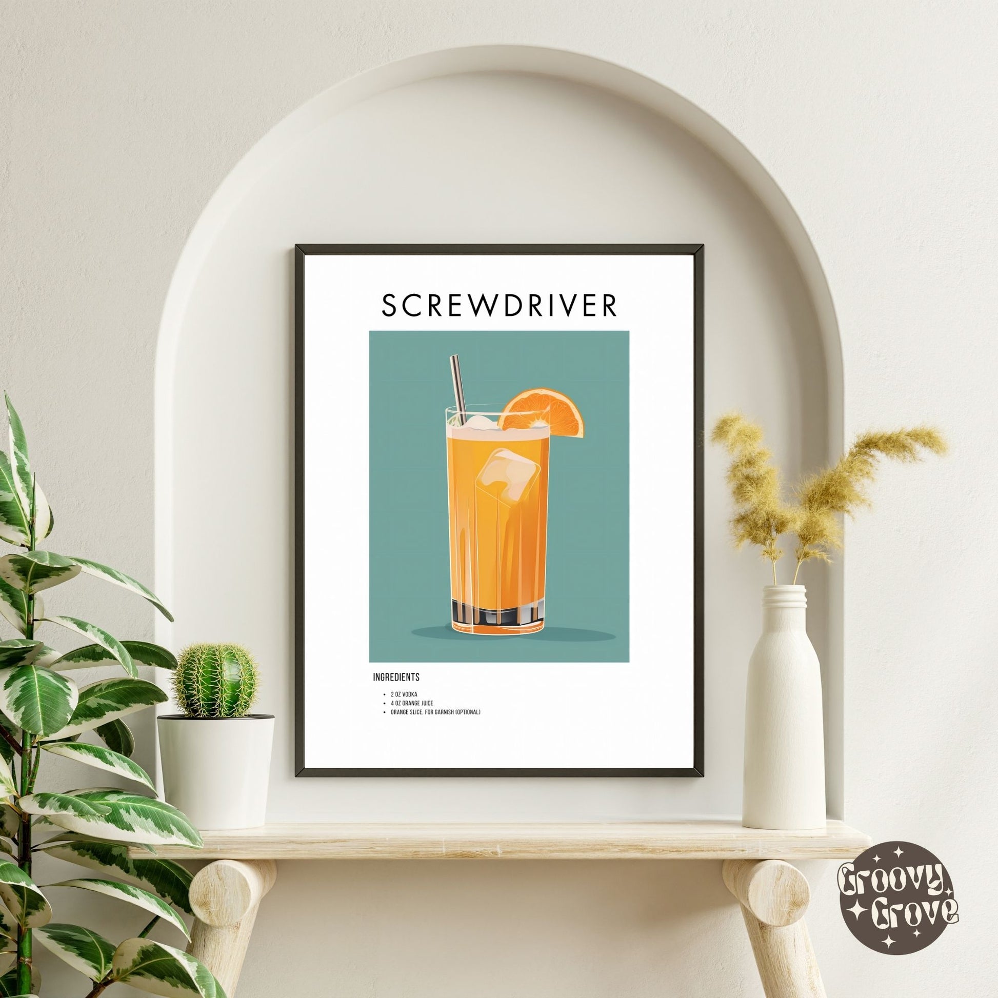 Screwdriver Retro Cocktail Poster - GroovyGrove