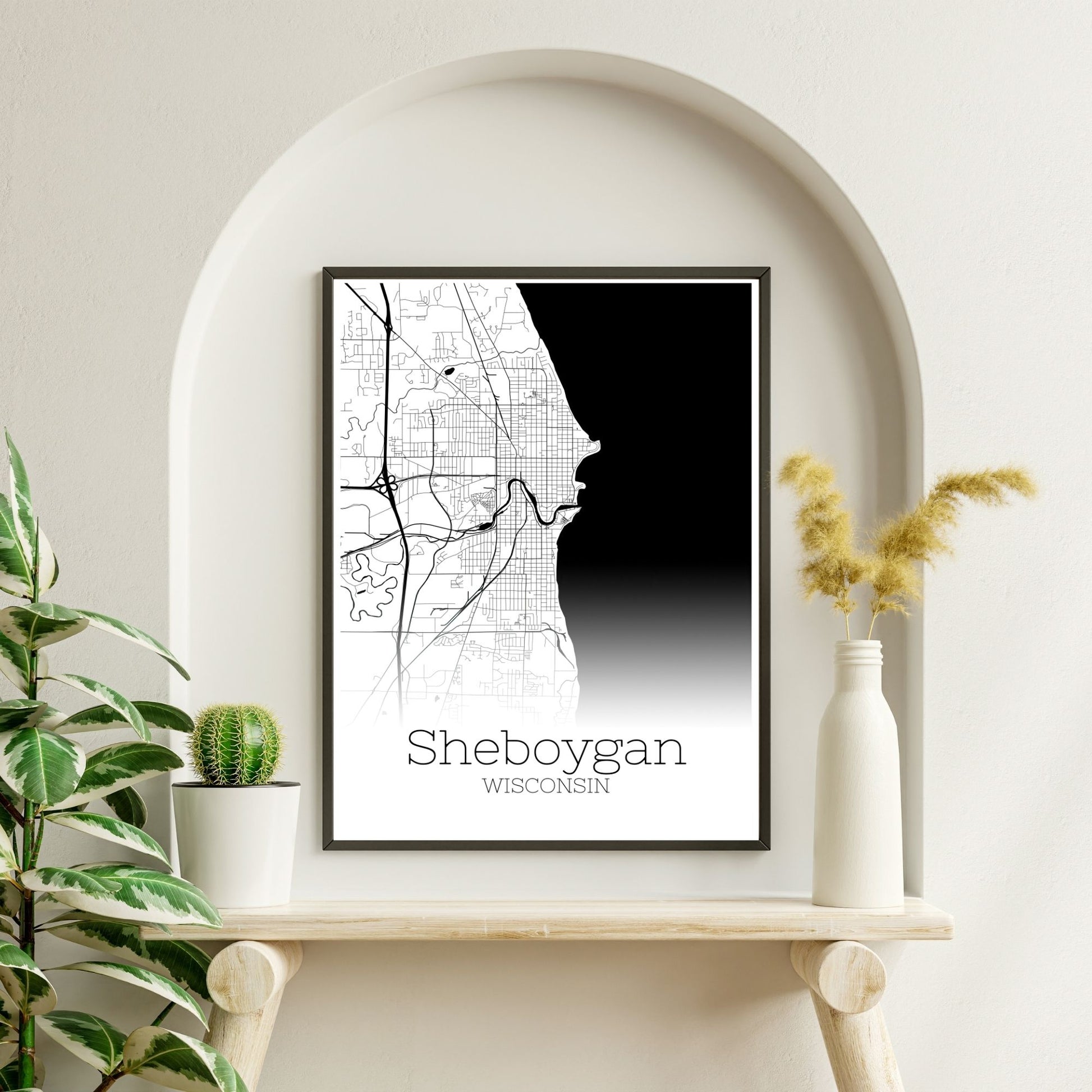 Sheboygan Wisconsin City Map Poster - GroovyGrove