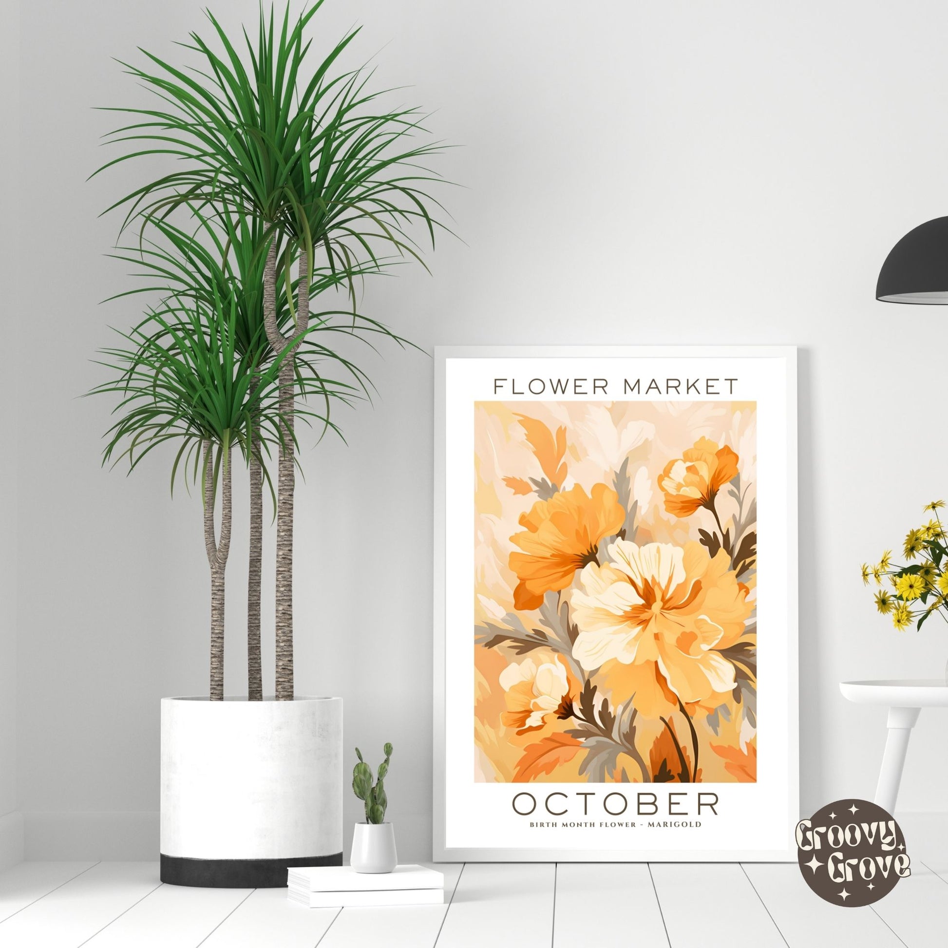 October Birthday Flower Market Poster - GroovyGrove