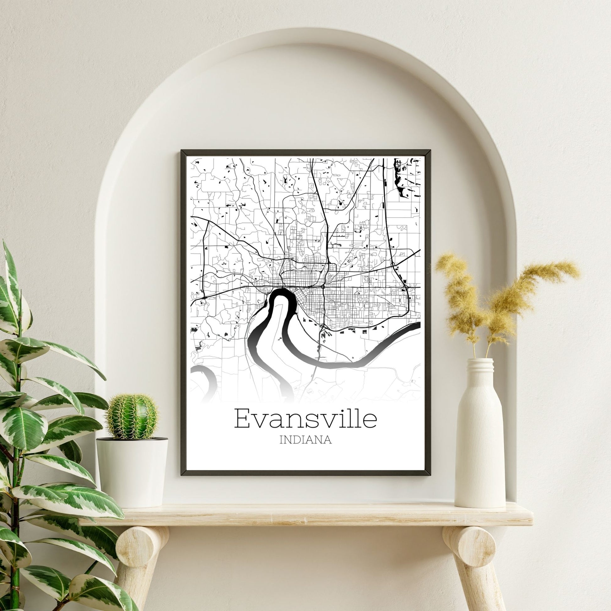 Evansville Indiana City Map Poster - GroovyGrove