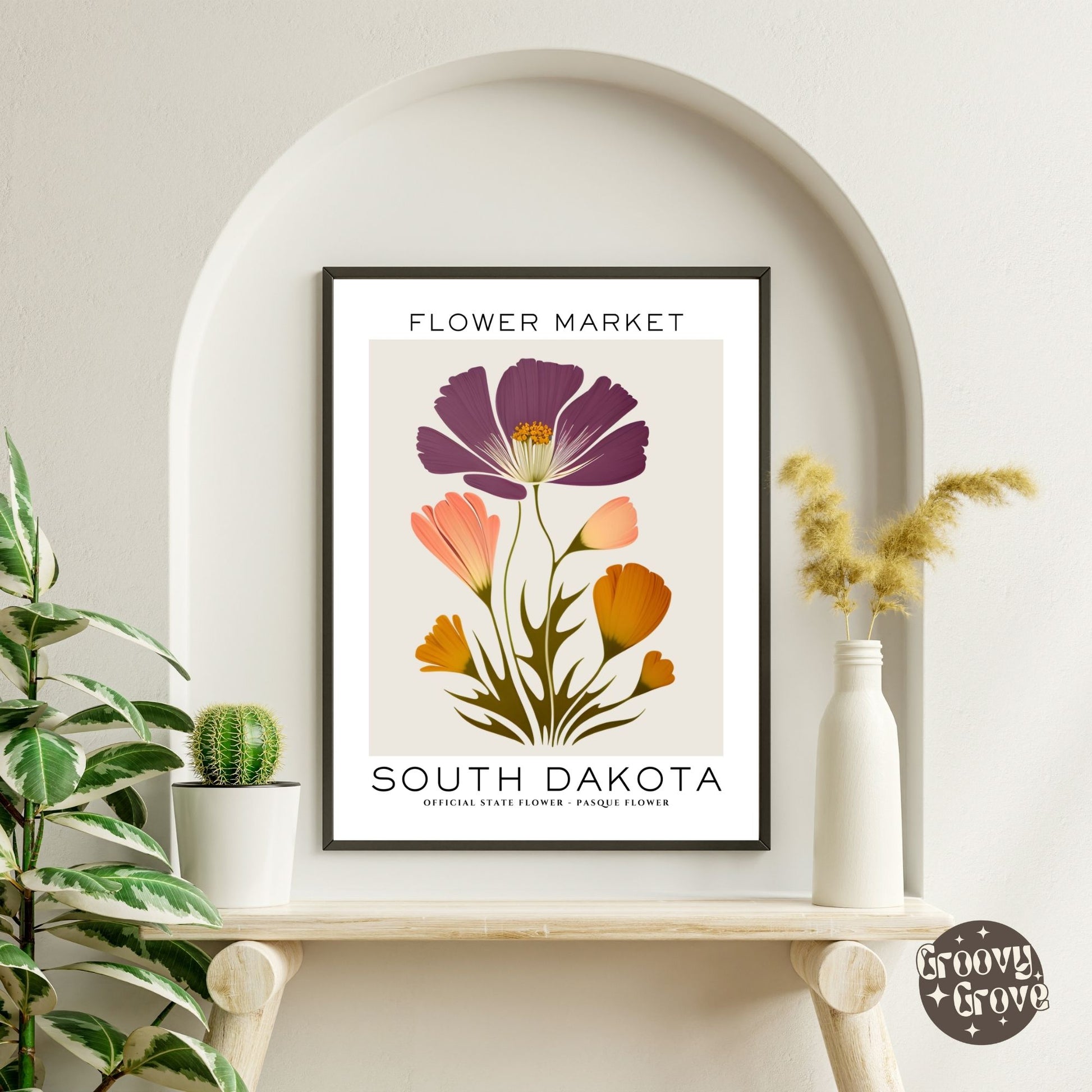 South Dakota Flower Market Poster - GroovyGrove