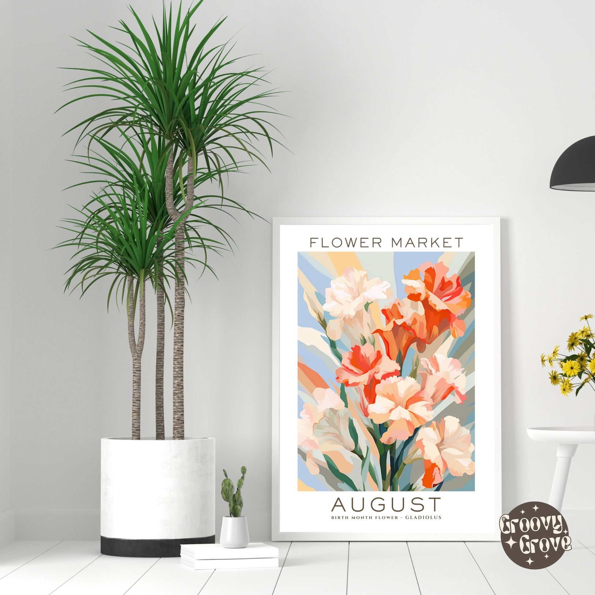 August Birthday Flower Market Poster - GroovyGrove