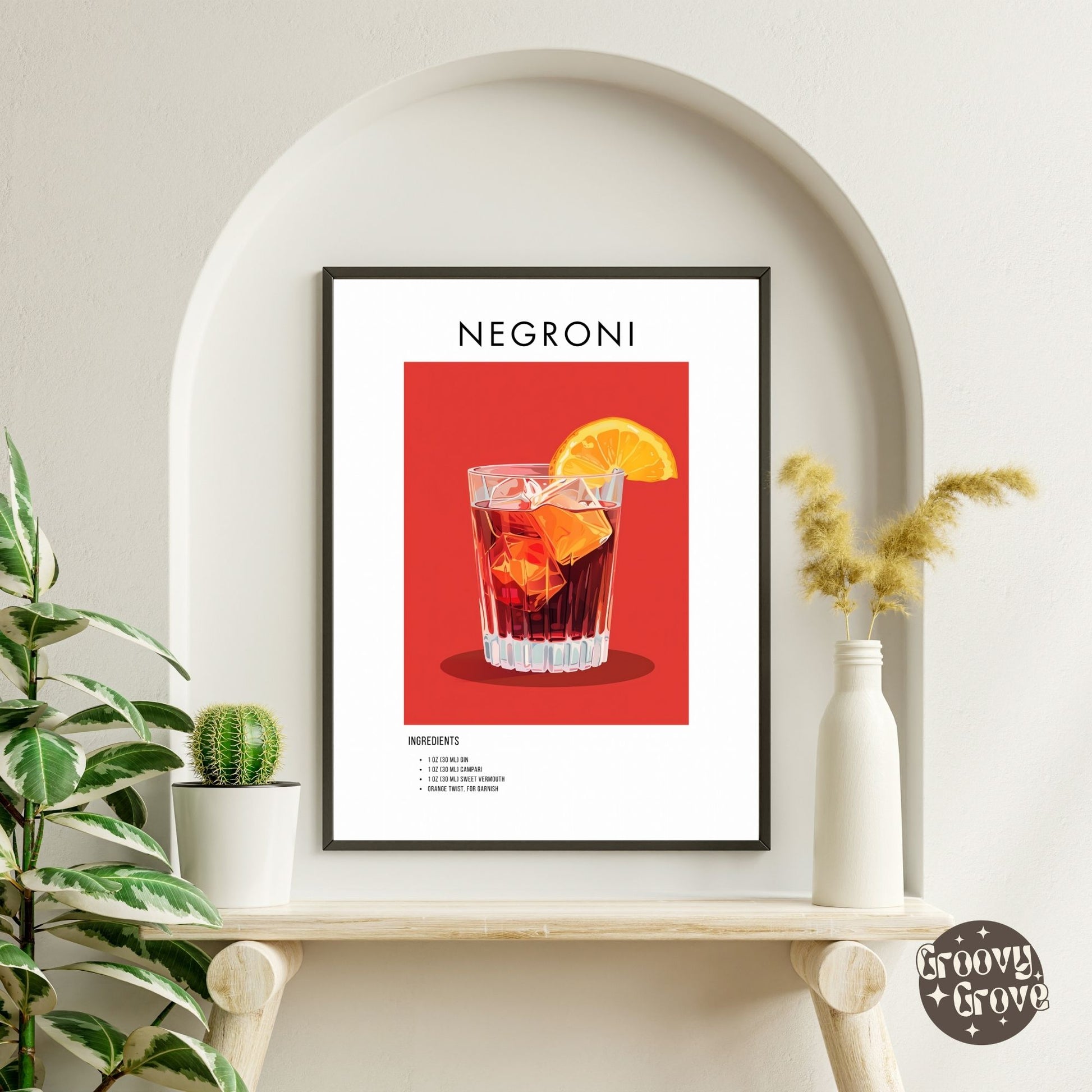 Negroni Retro Cocktail Poster - GroovyGrove