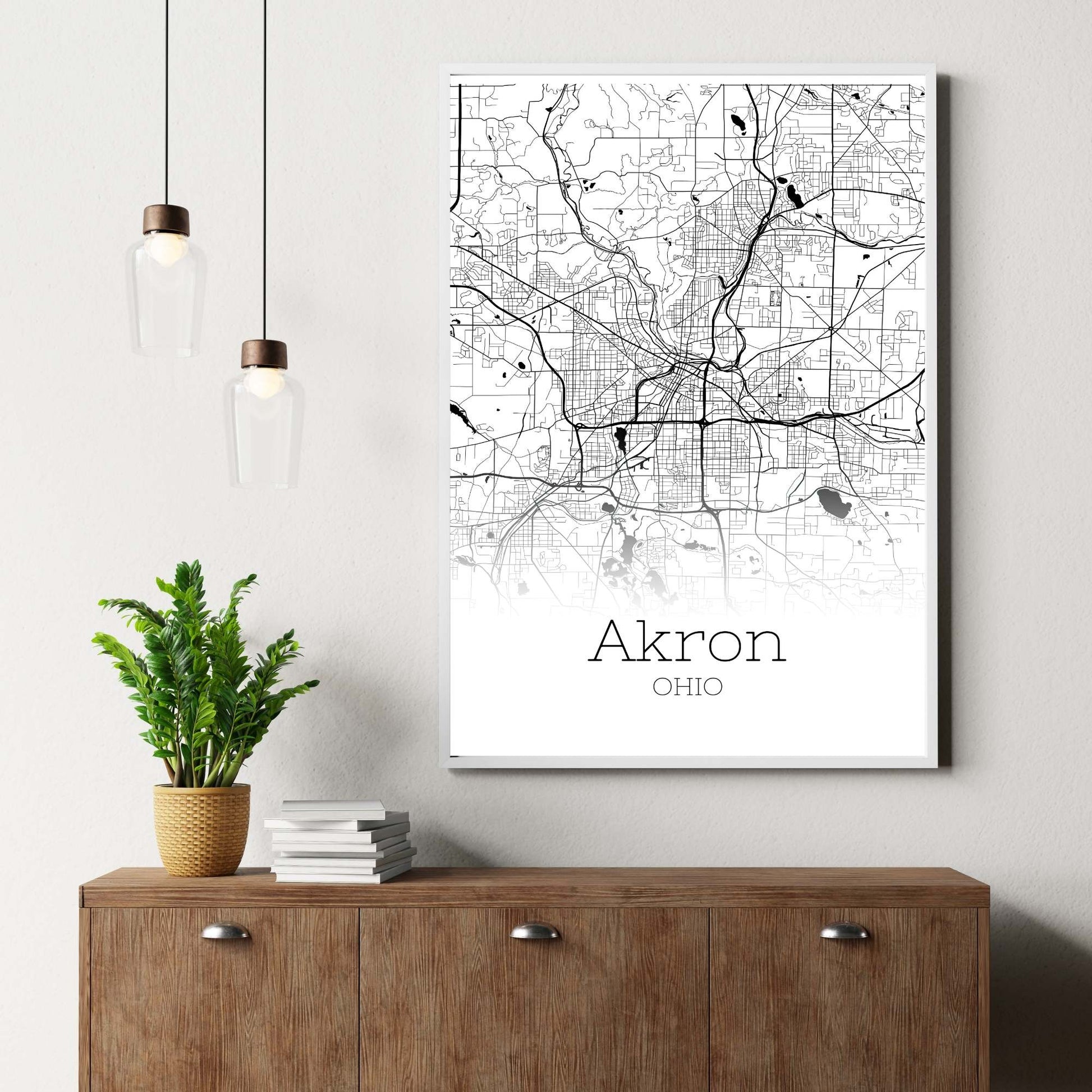 Akron Ohio City Map Poster - GroovyGrove