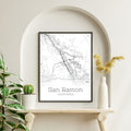 San Ramon California City Map Poster - GroovyGrove