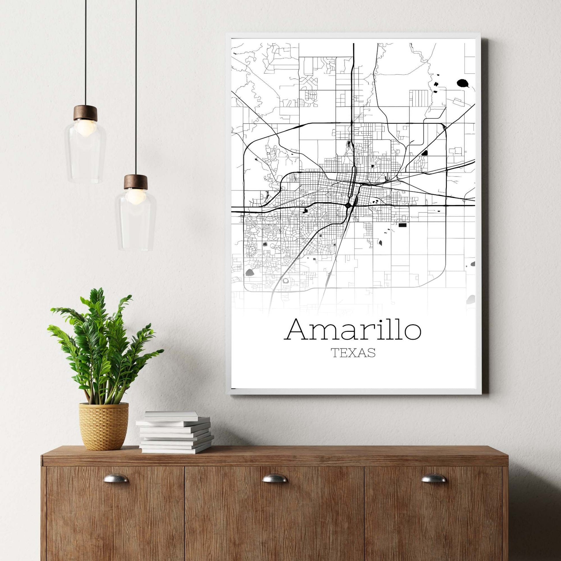 Amarillo Texas City Map Poster - GroovyGrove