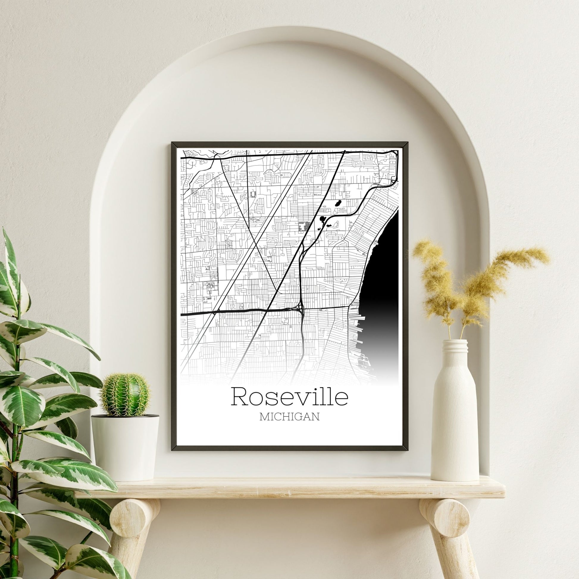 Roseville Michigan City Map Poster - GroovyGrove