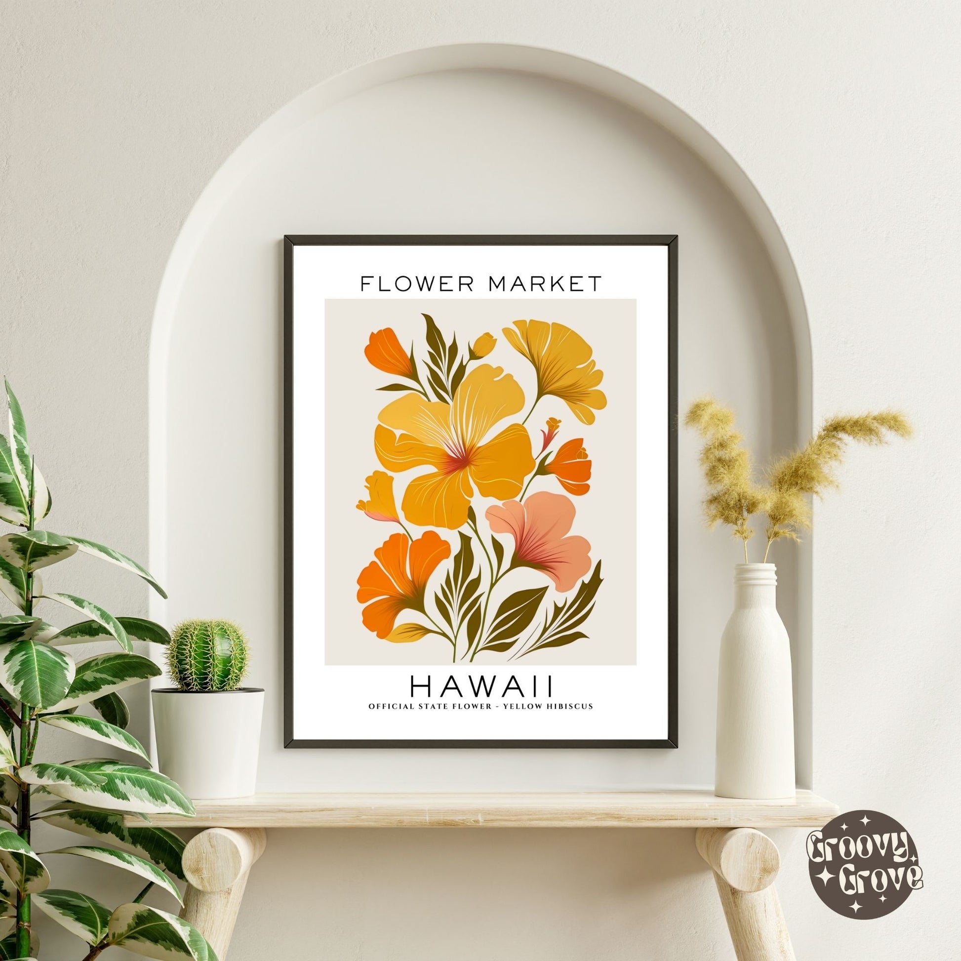 Hawaii Flower Market Poster - GroovyGrove