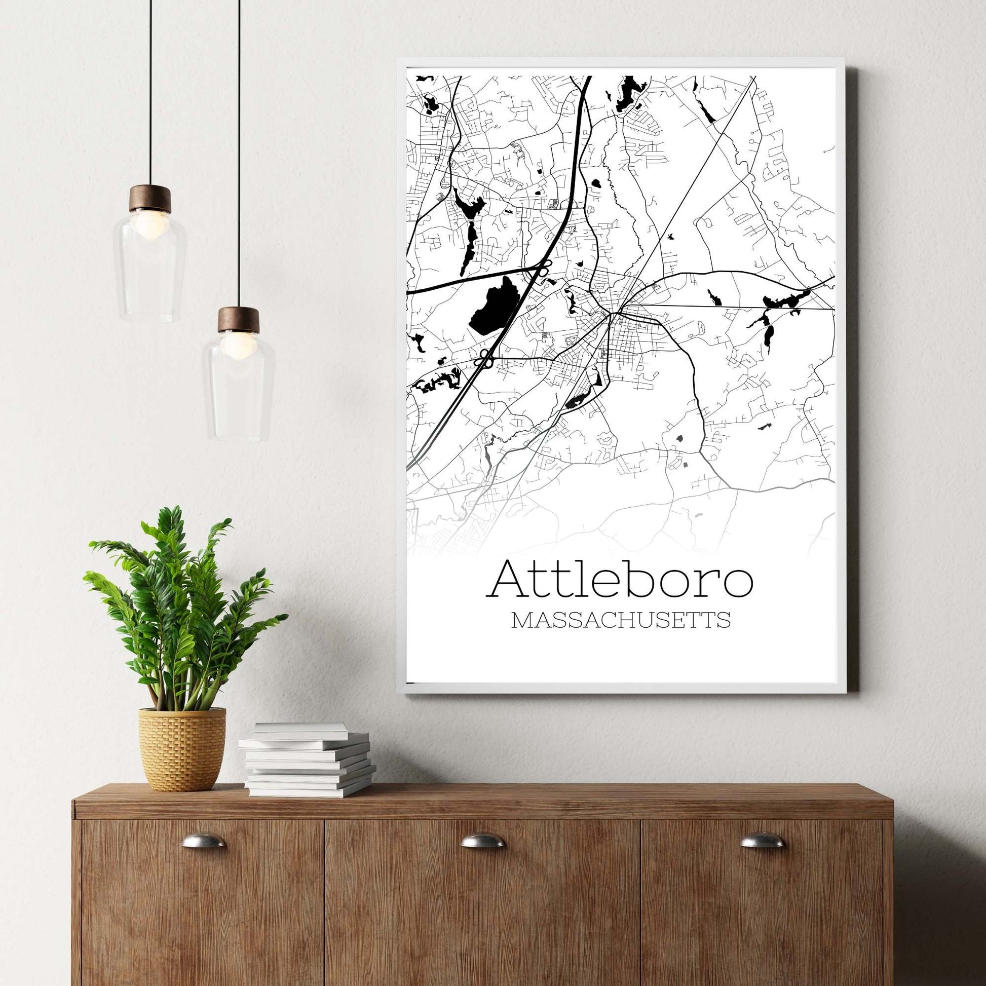 Attleboro Massachusetts City Map Poster - GroovyGrove