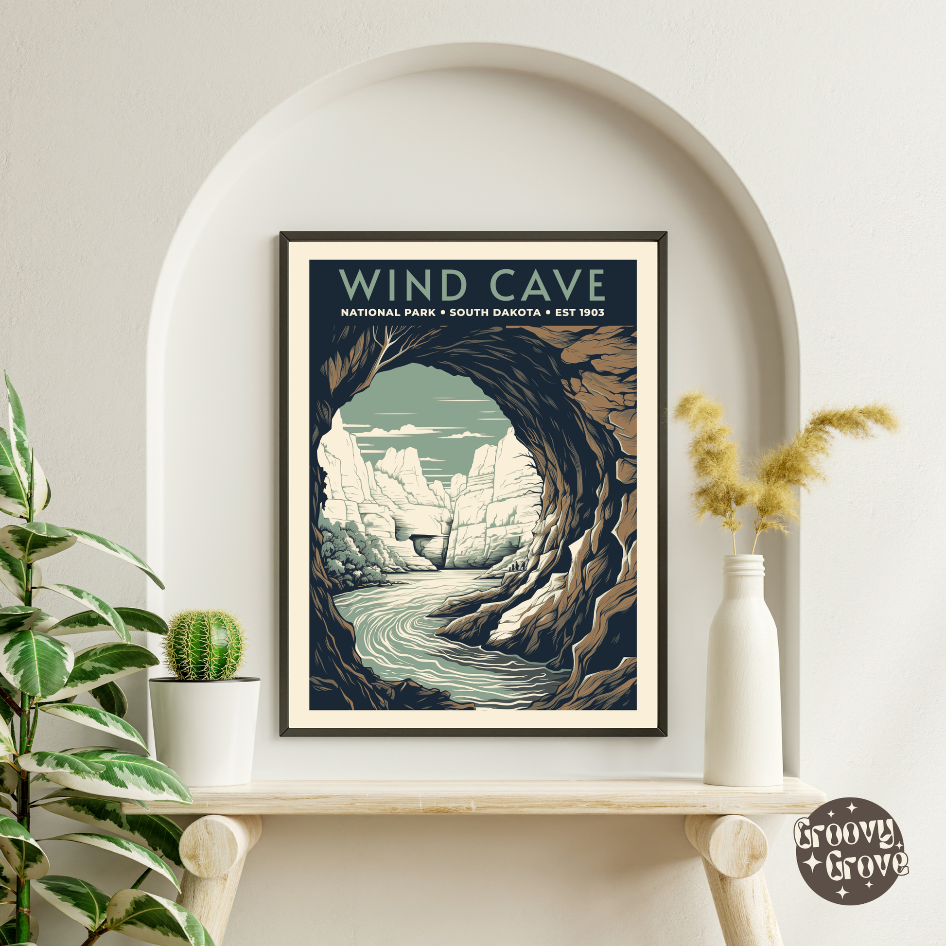 Wind Cave National Park Vintage Poster - GroovyGrove