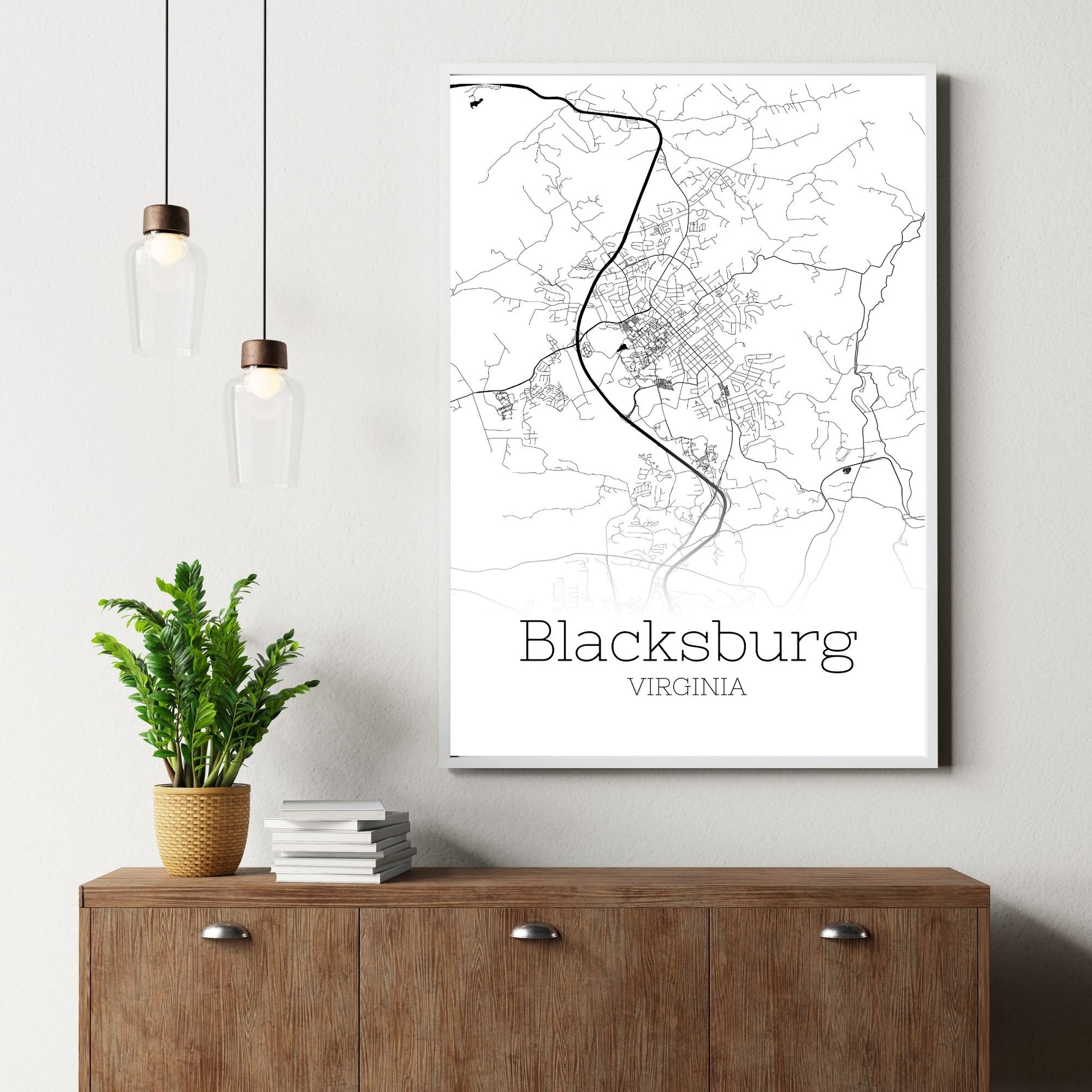 Blacksburg Virginia City Map Poster - GroovyGrove