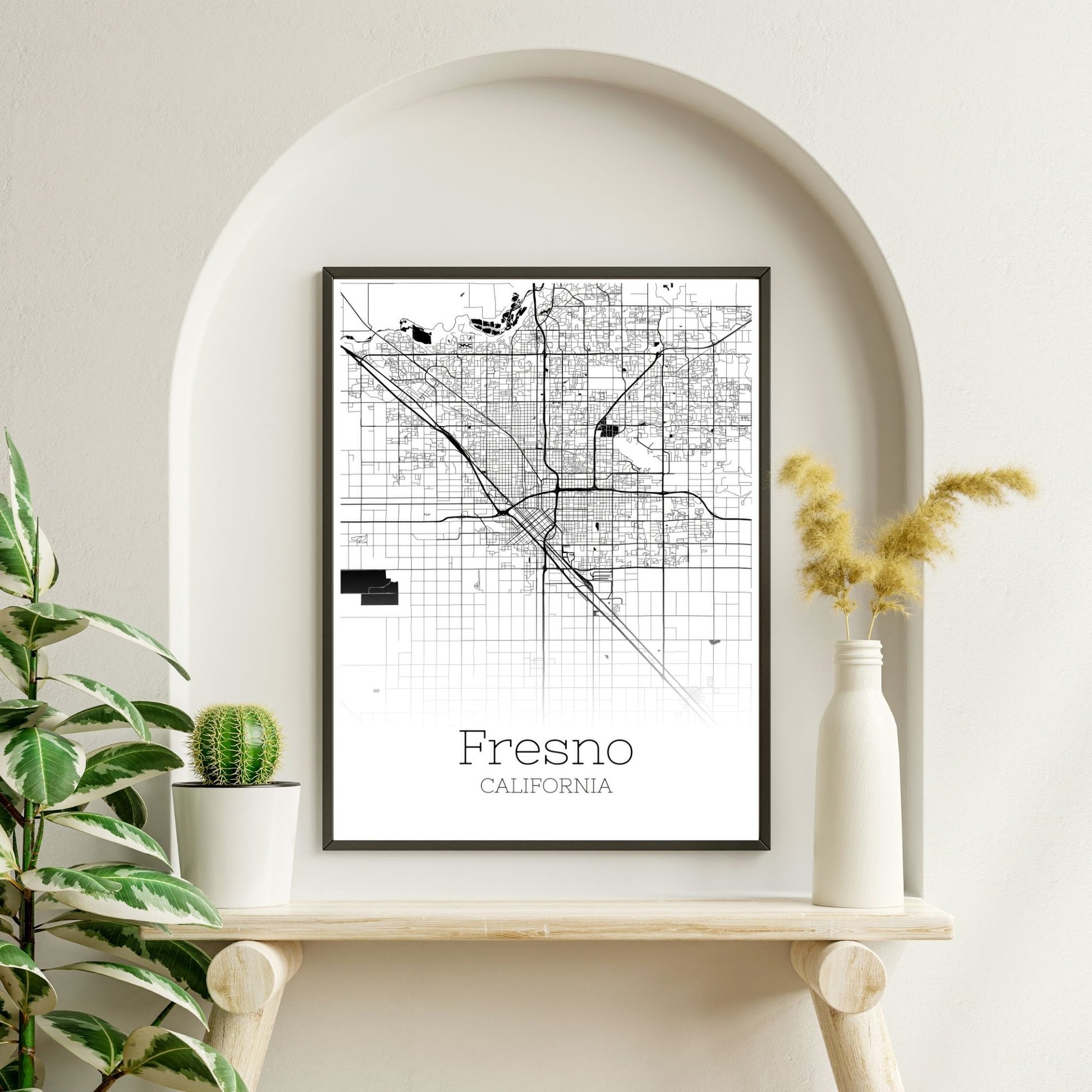 Fresno California City Map Poster - GroovyGrove