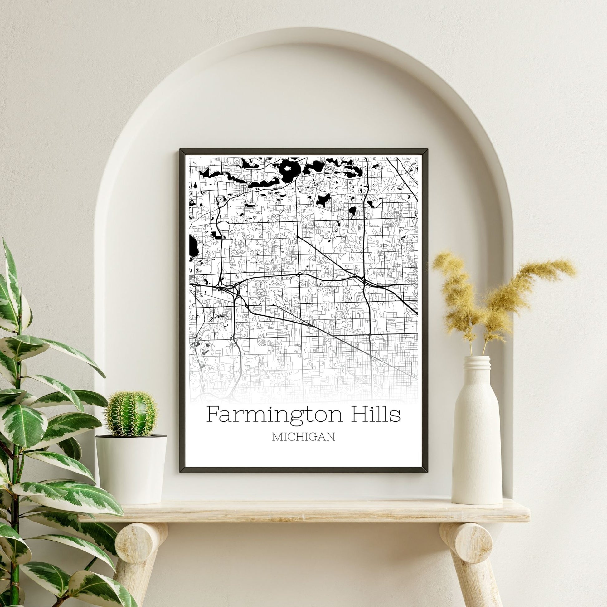 Farmington Hills Michigan City Map Poster - GroovyGrove