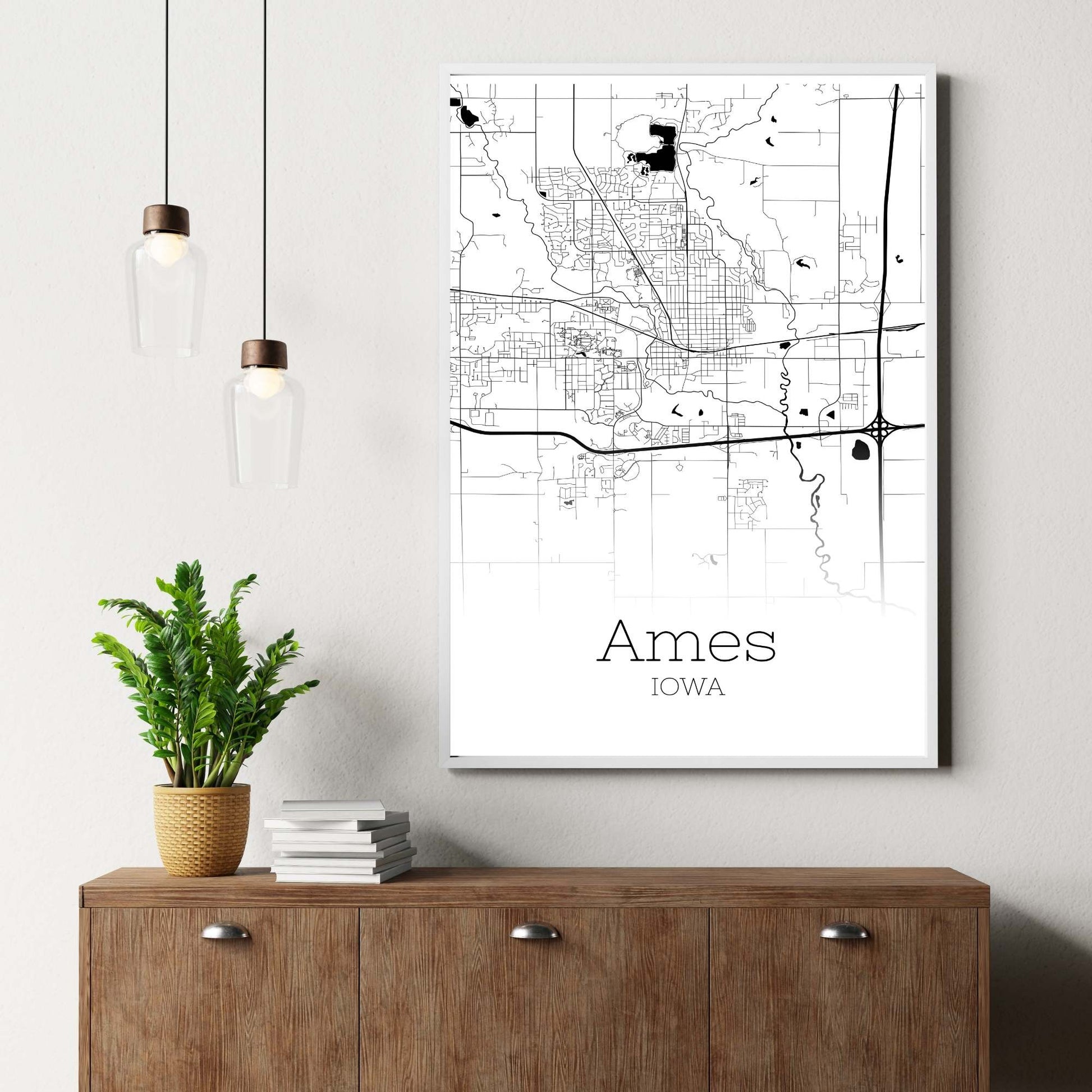 Ames Iowa City Map Poster - GroovyGrove