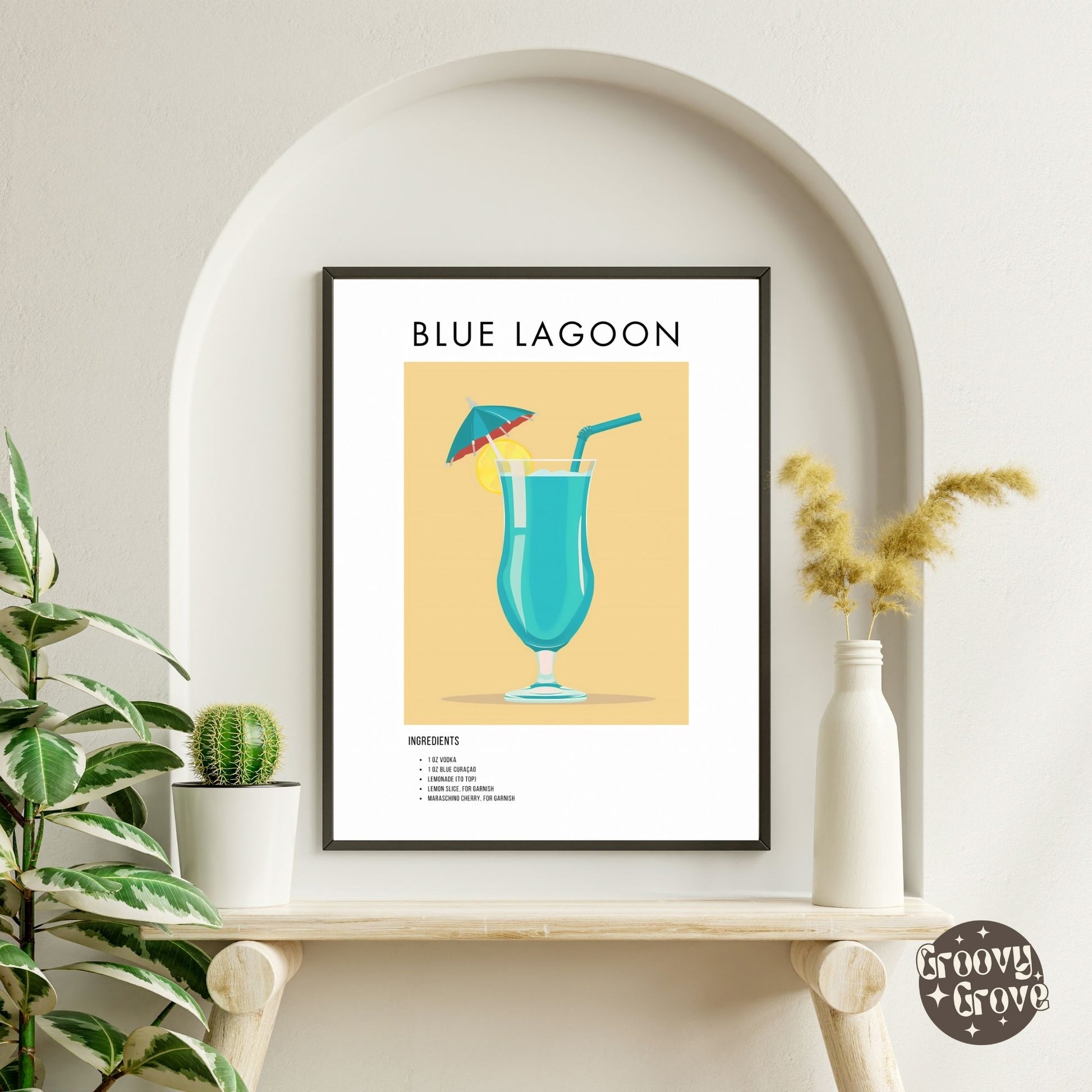 Blue Lagoon Retro Cocktail Poster - GroovyGrove