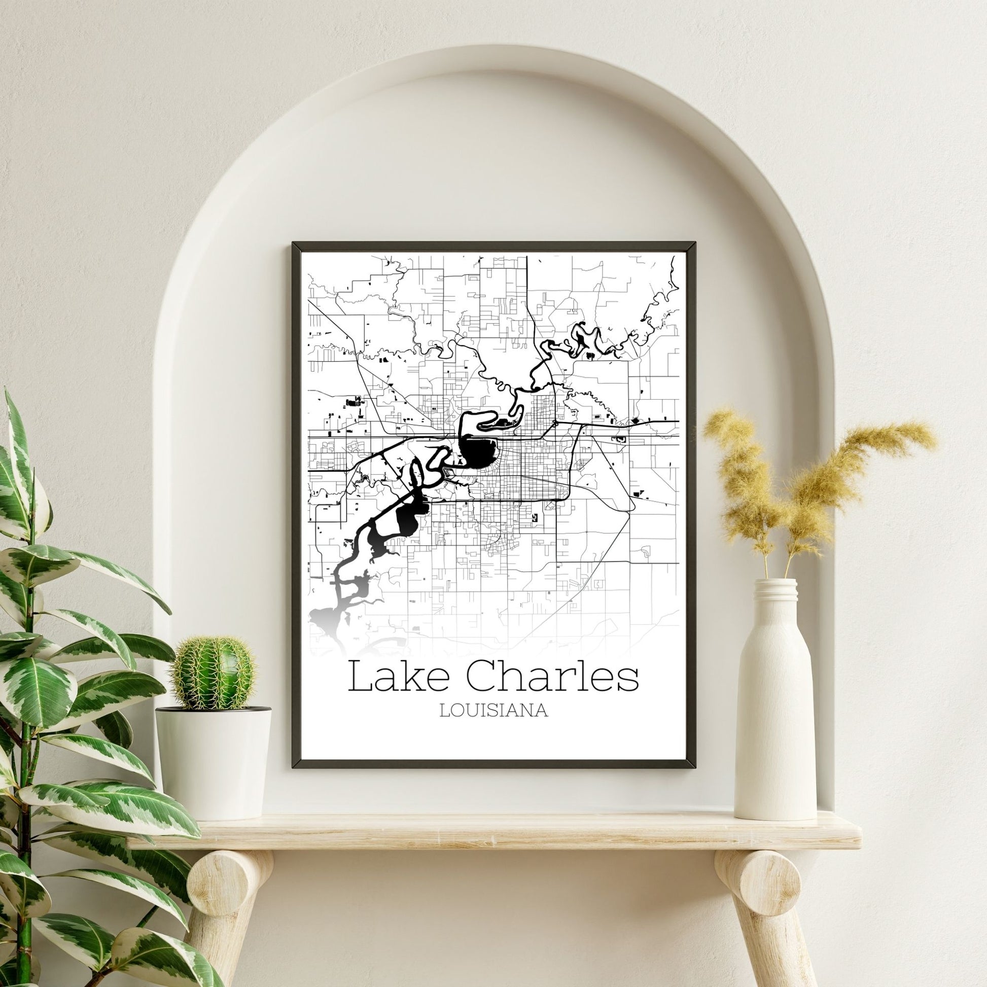 Lake Charles Louisiana City Map Poster - GroovyGrove