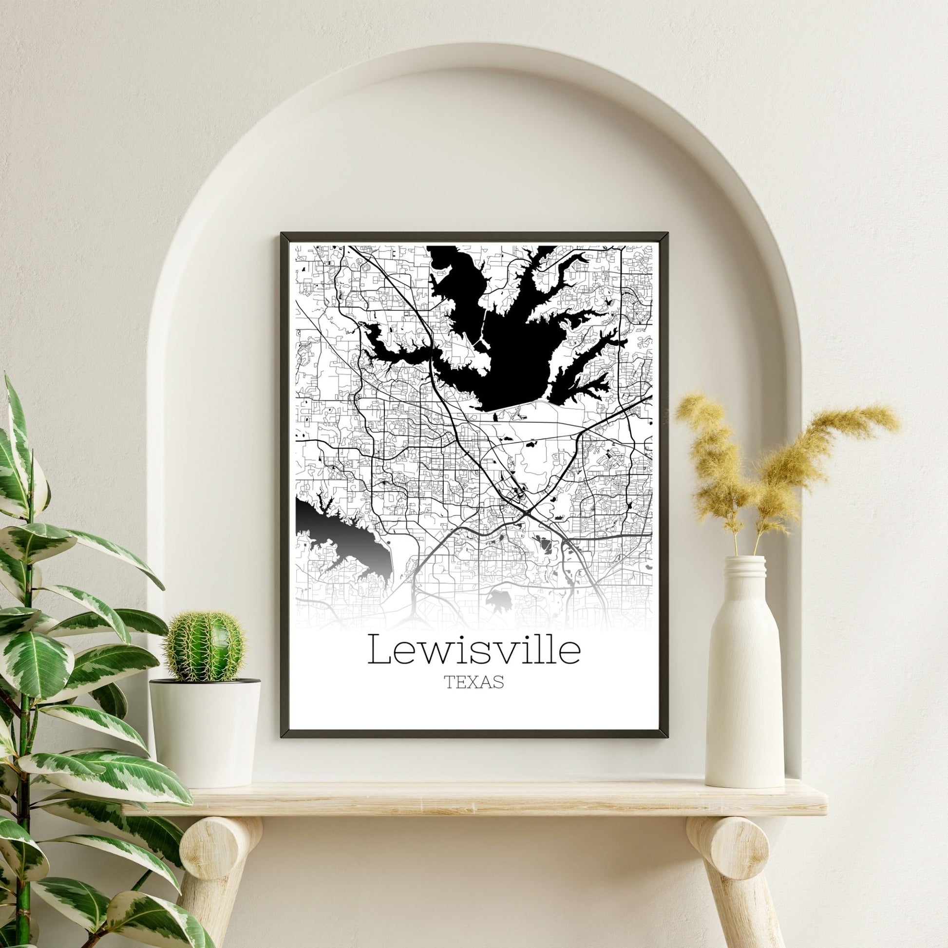 Lewisville Texas City Map Poster - GroovyGrove