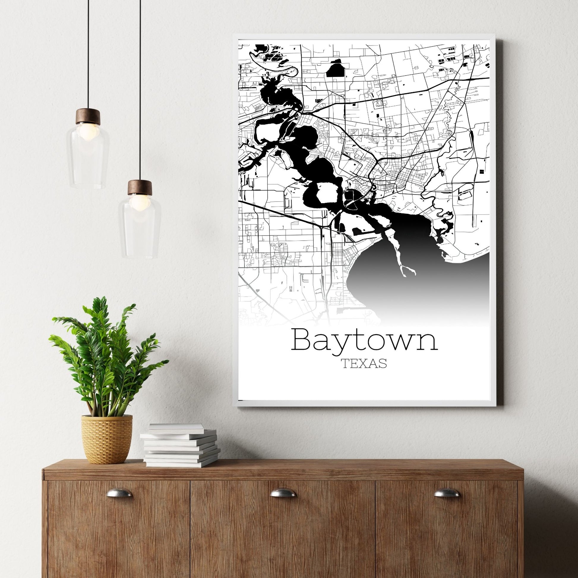 Baytown Texas City Map Poster - GroovyGrove