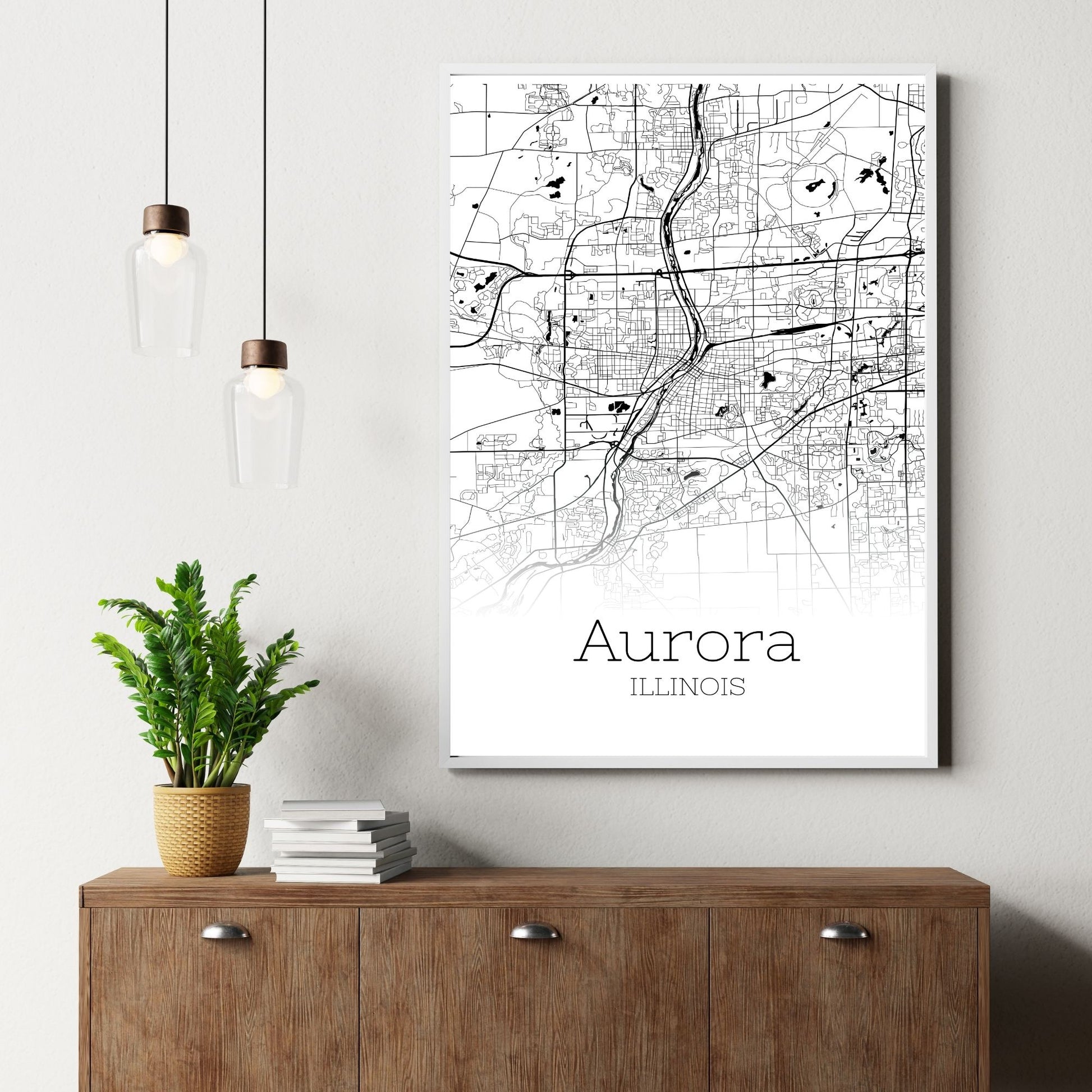 Aurora Illinois City Map Poster - GroovyGrove