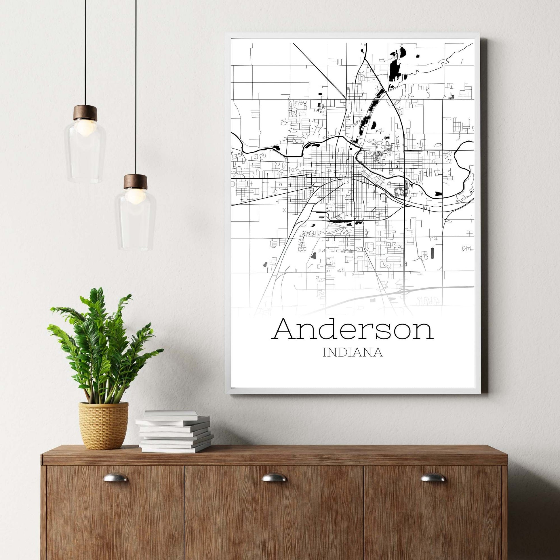 Anderson Indiana City Map Poster - GroovyGrove