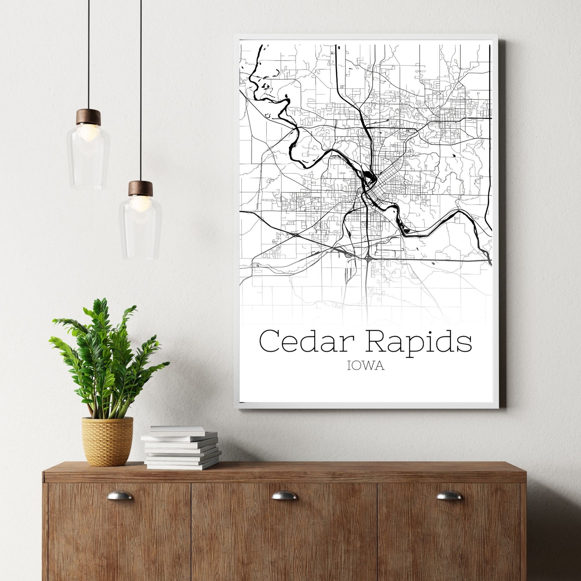 Cedar Rapids Iowa City Map Poster - GroovyGrove