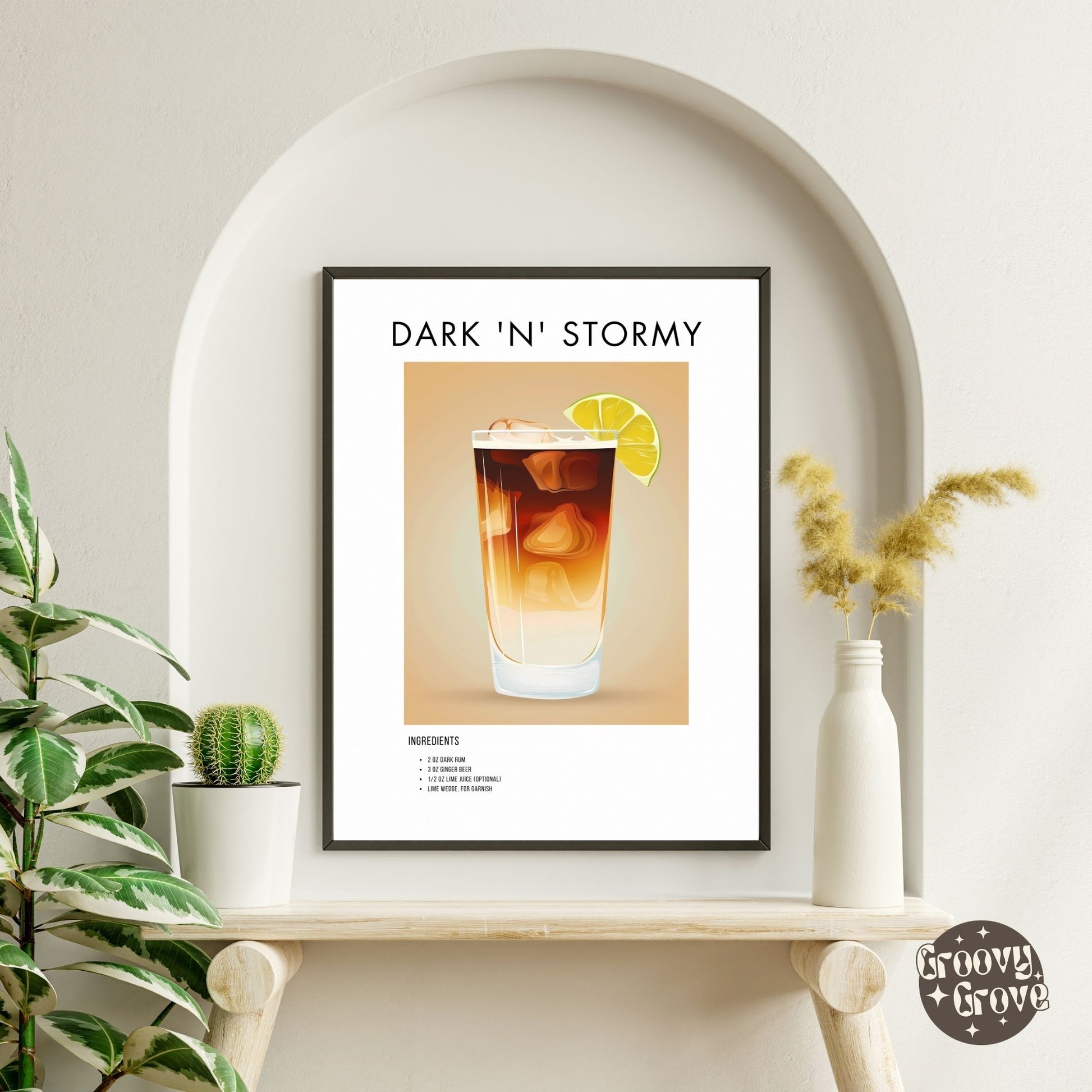 Dark 'N' Stormy Retro Cocktail Poster - GroovyGrove