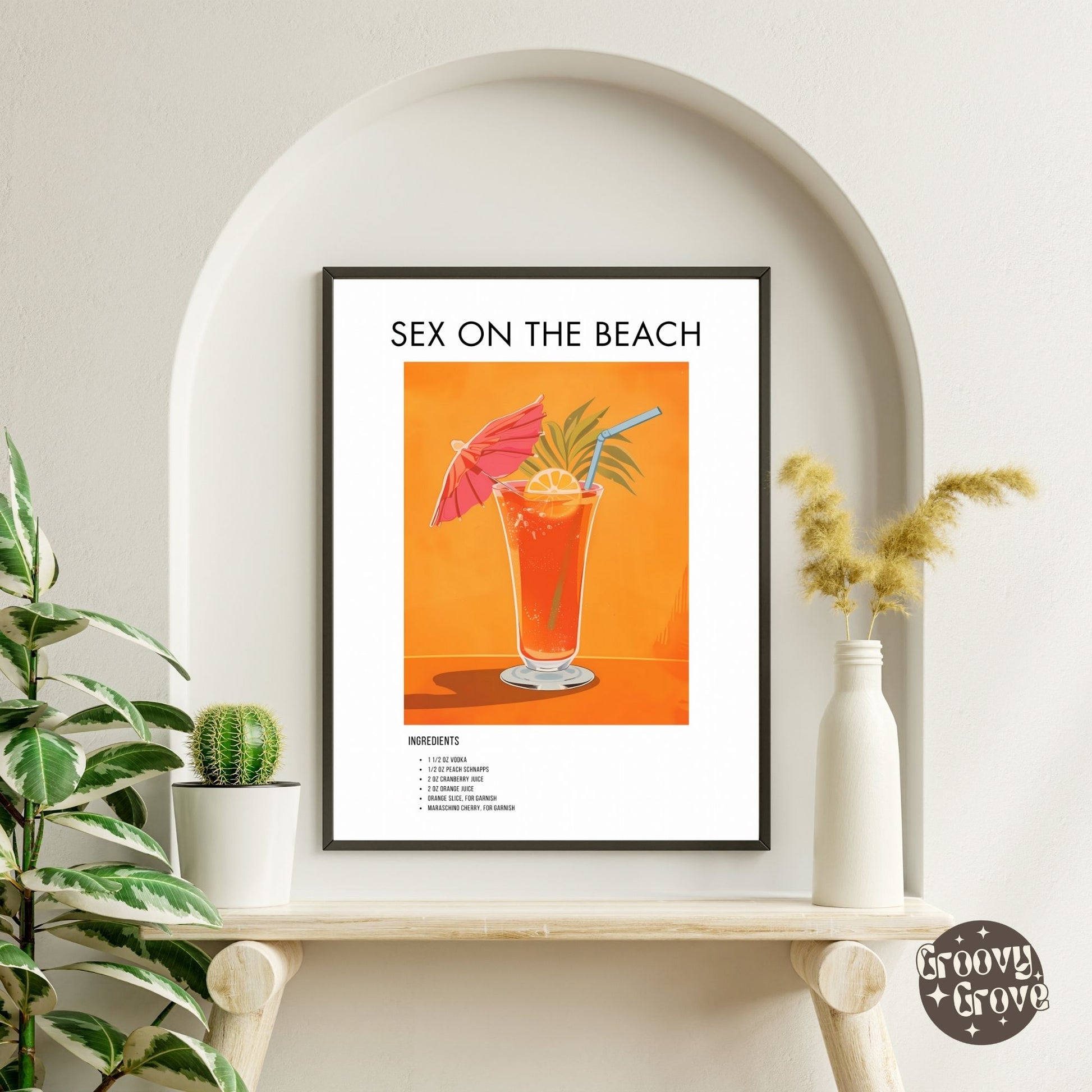 Sex on the Beach Retro Cocktail Poster - GroovyGrove