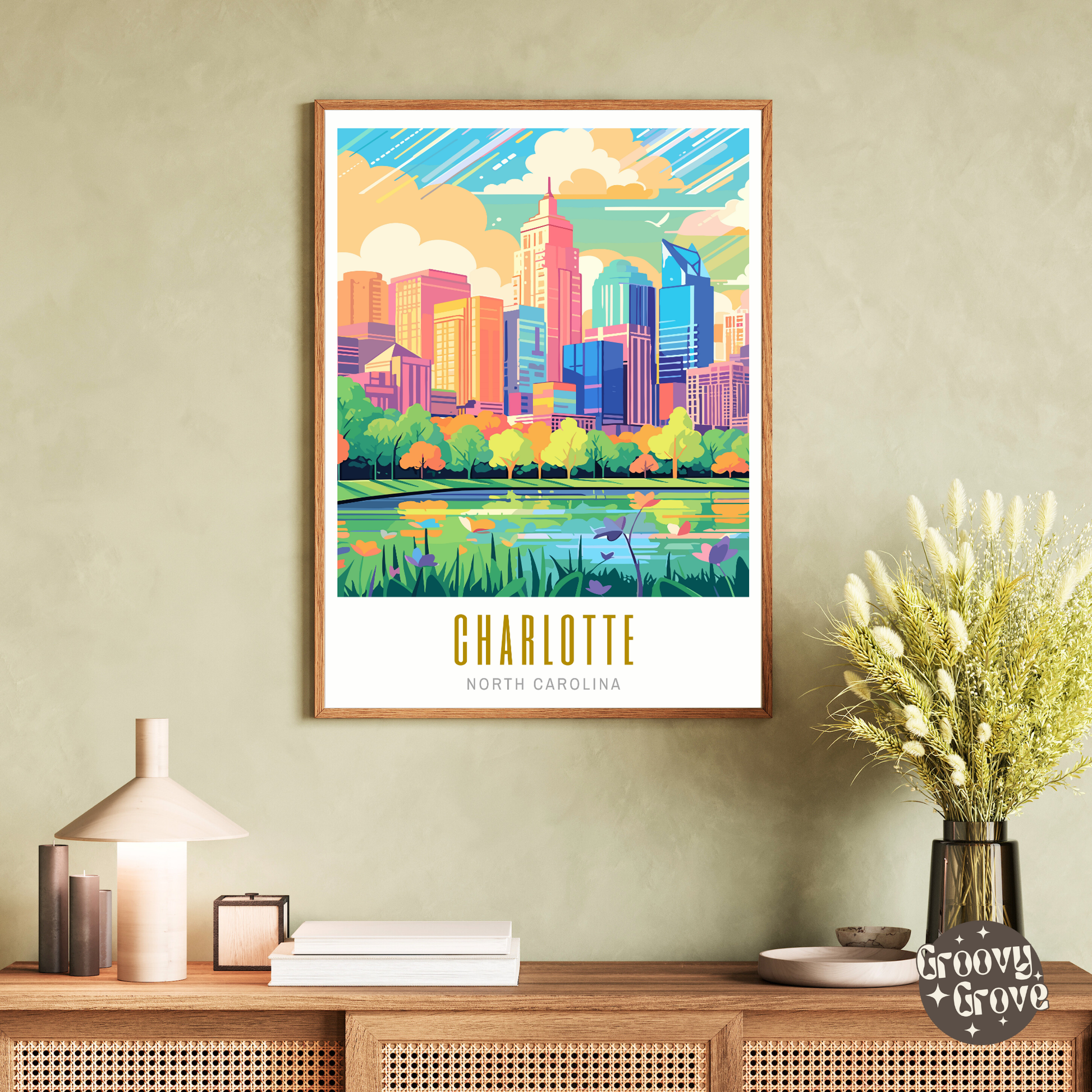 Charlotte North Carolina Poster - GroovyGrove