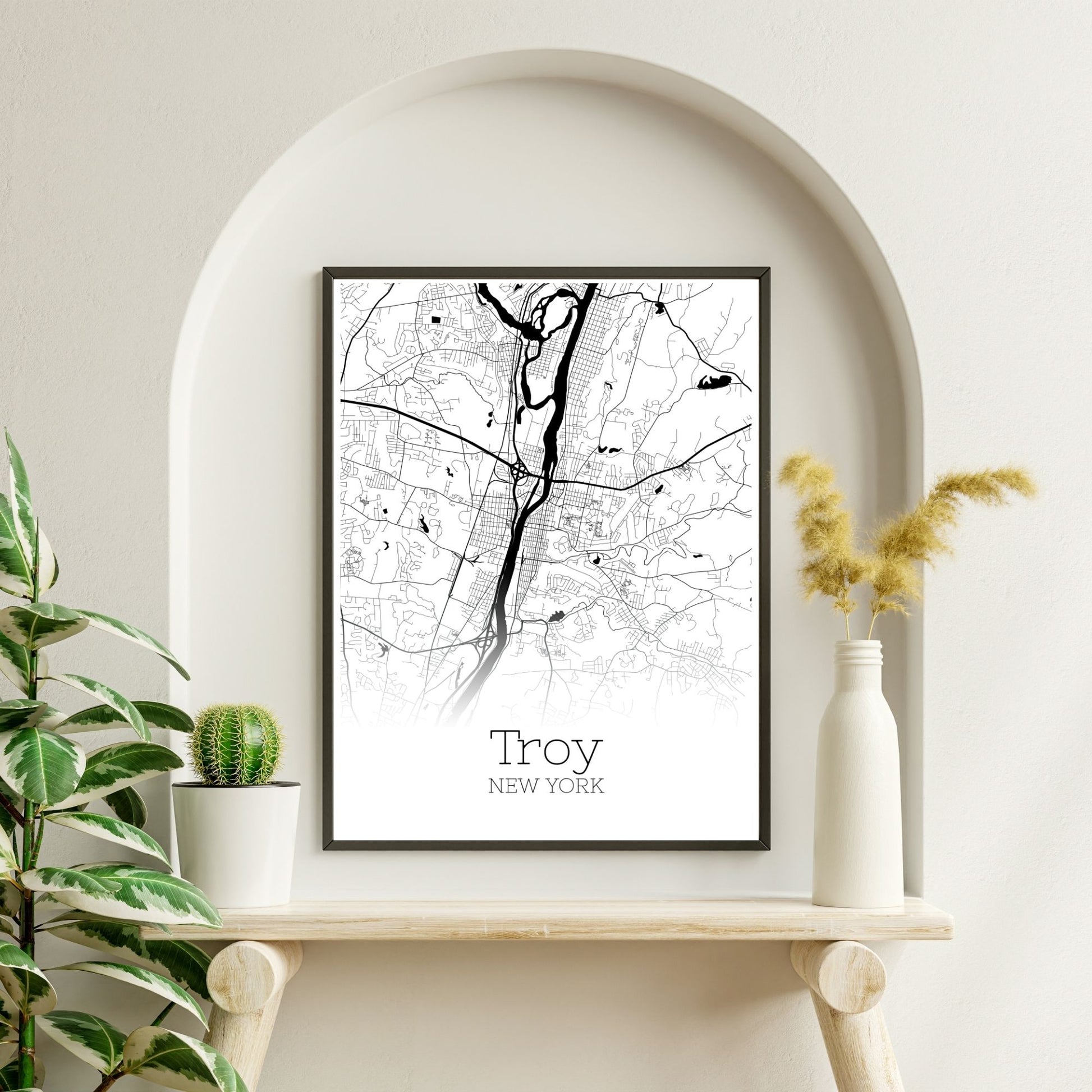 Troy New York City Map Poster - GroovyGrove