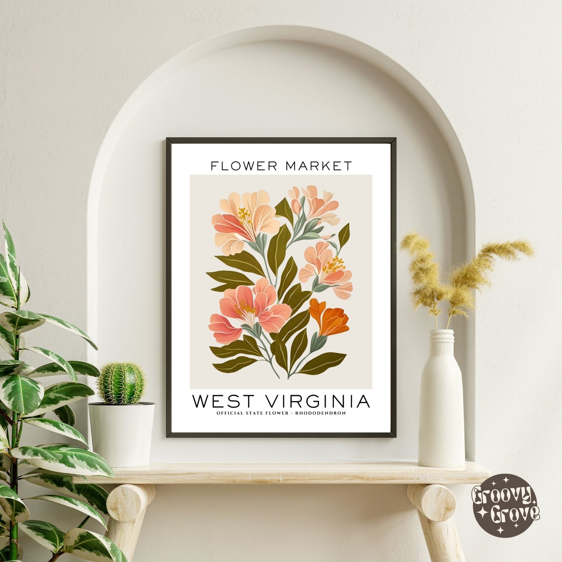 West Virginia Flower Market Poster - GroovyGrove