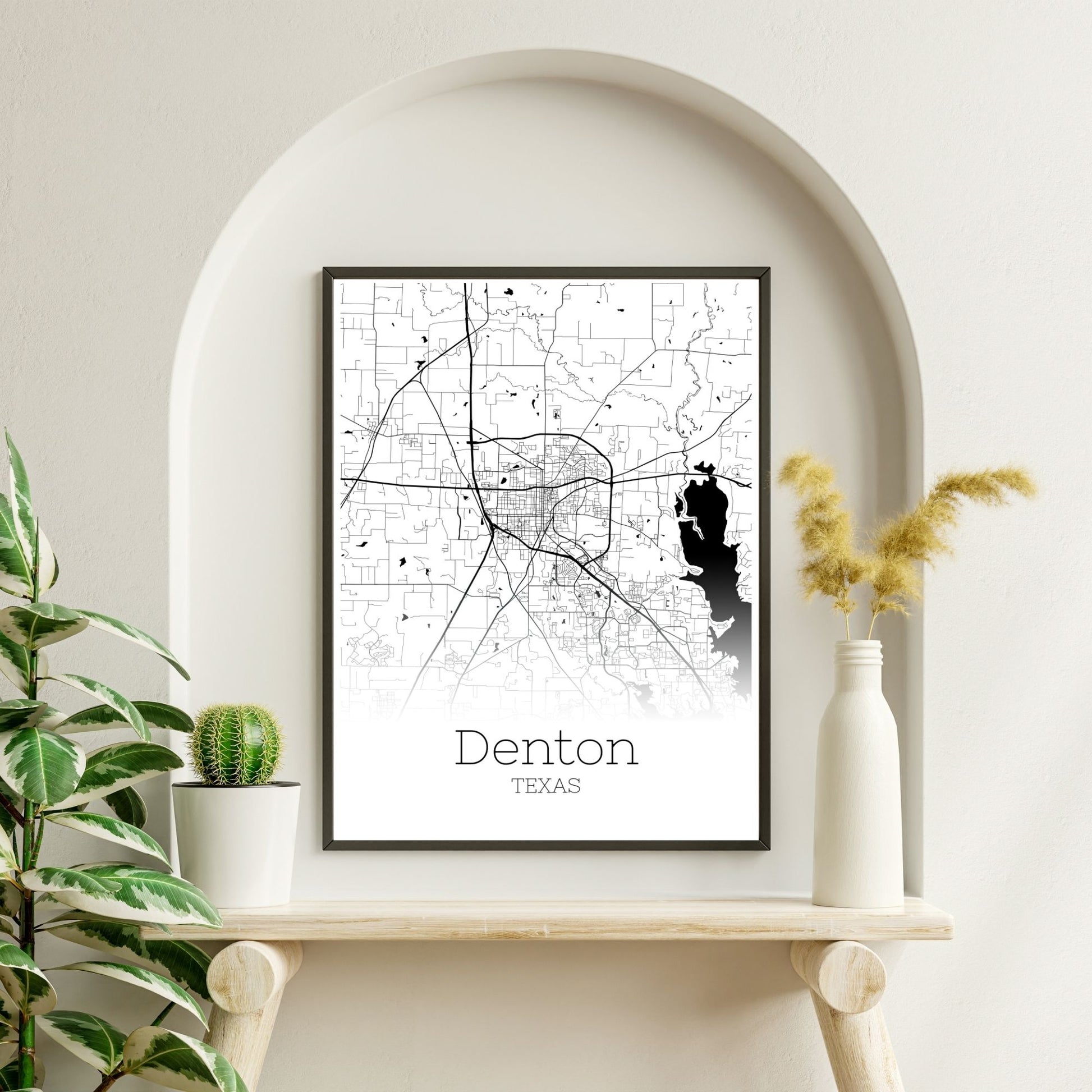 Denton Texas City Map Poster - GroovyGrove