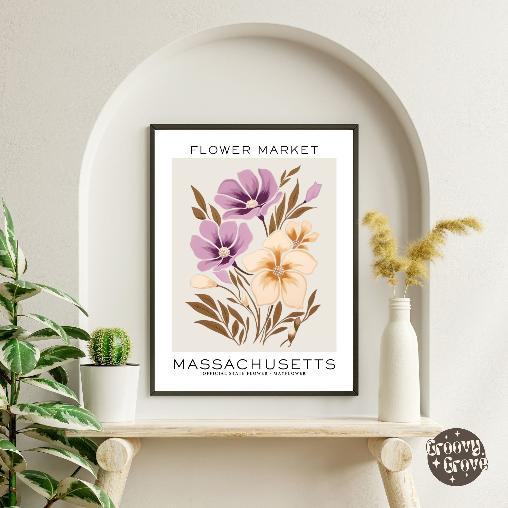 Massachusetts Flower Market Poster - GroovyGrove