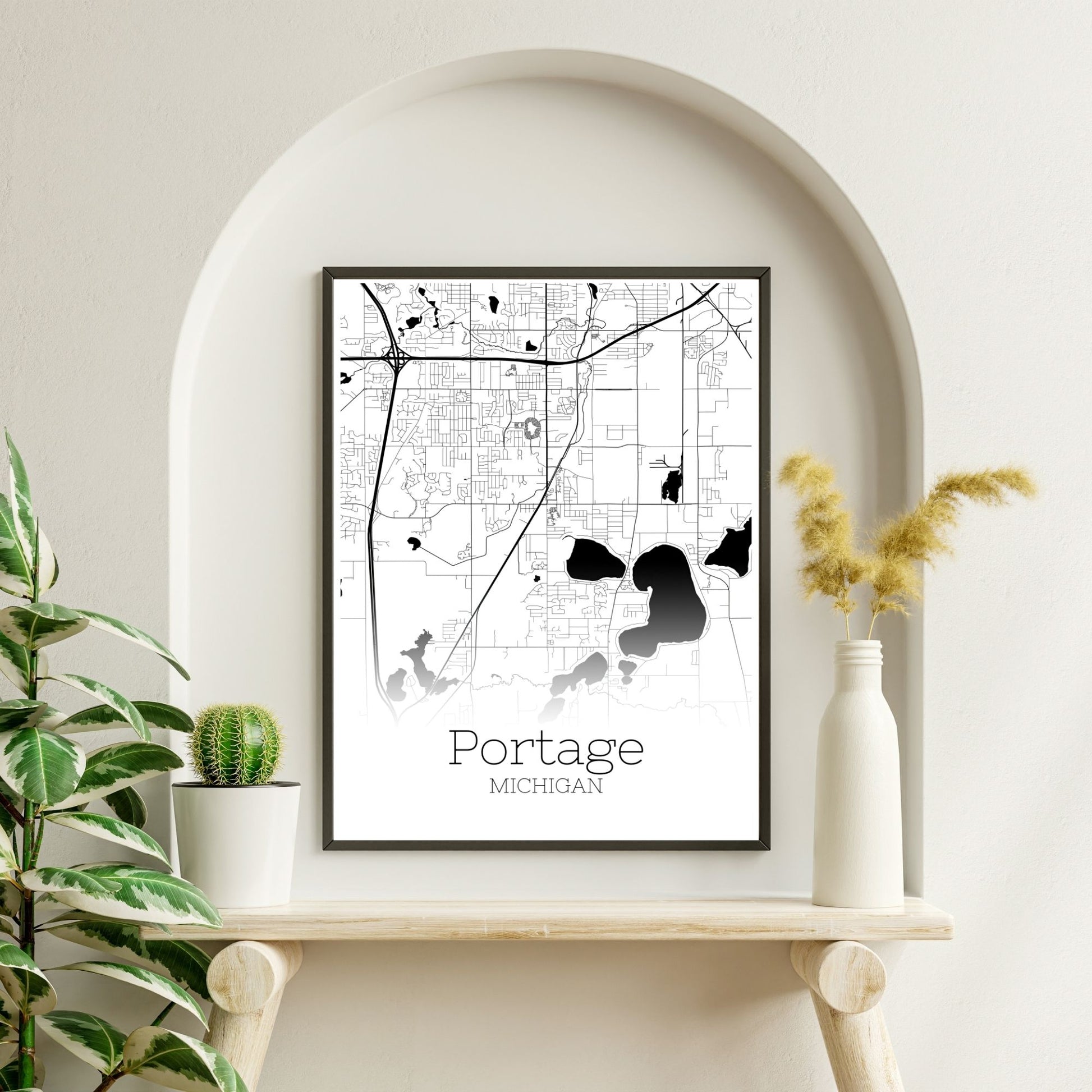 Portage Michigan City Map Poster - GroovyGrove