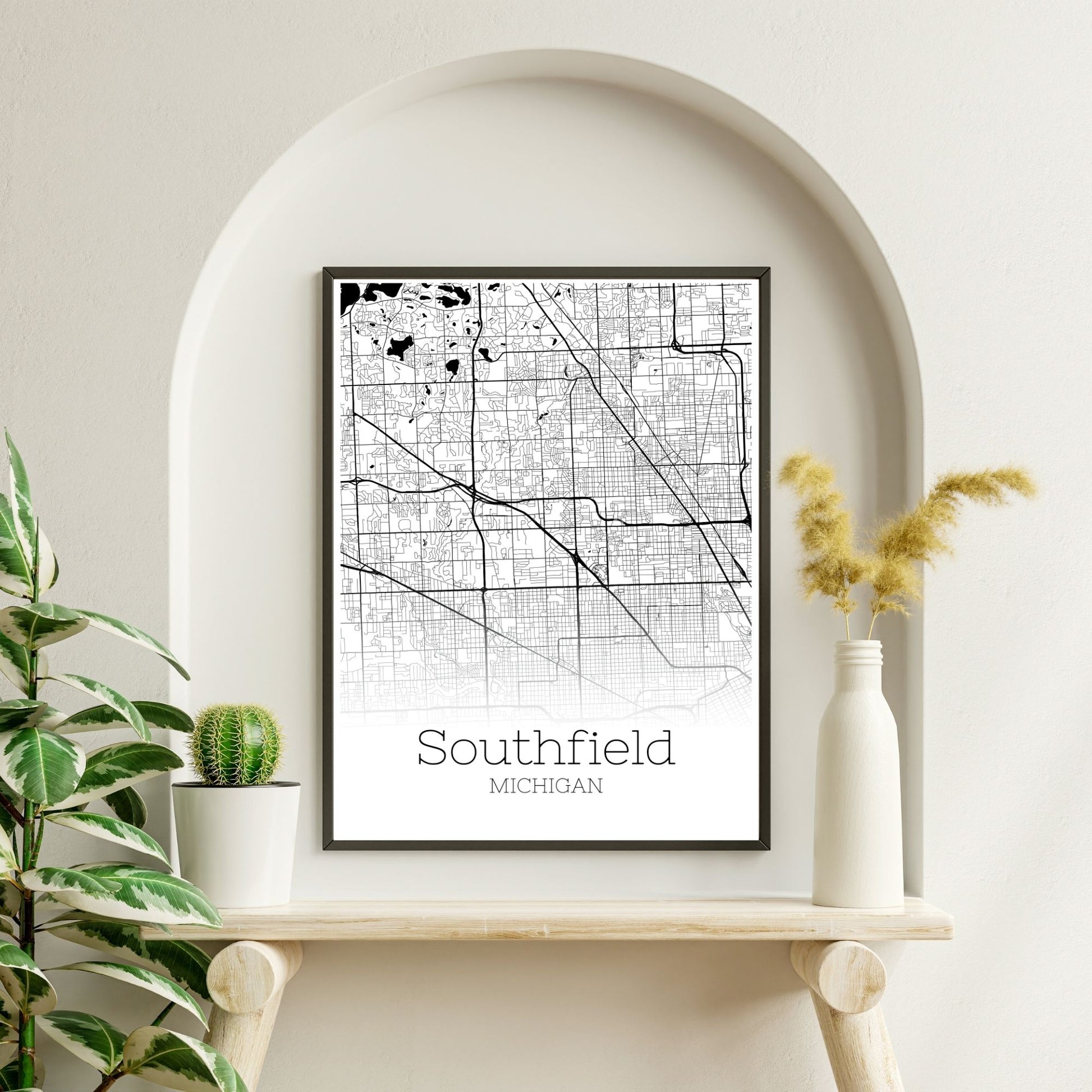 Southfield Michigan City Map Poster - GroovyGrove