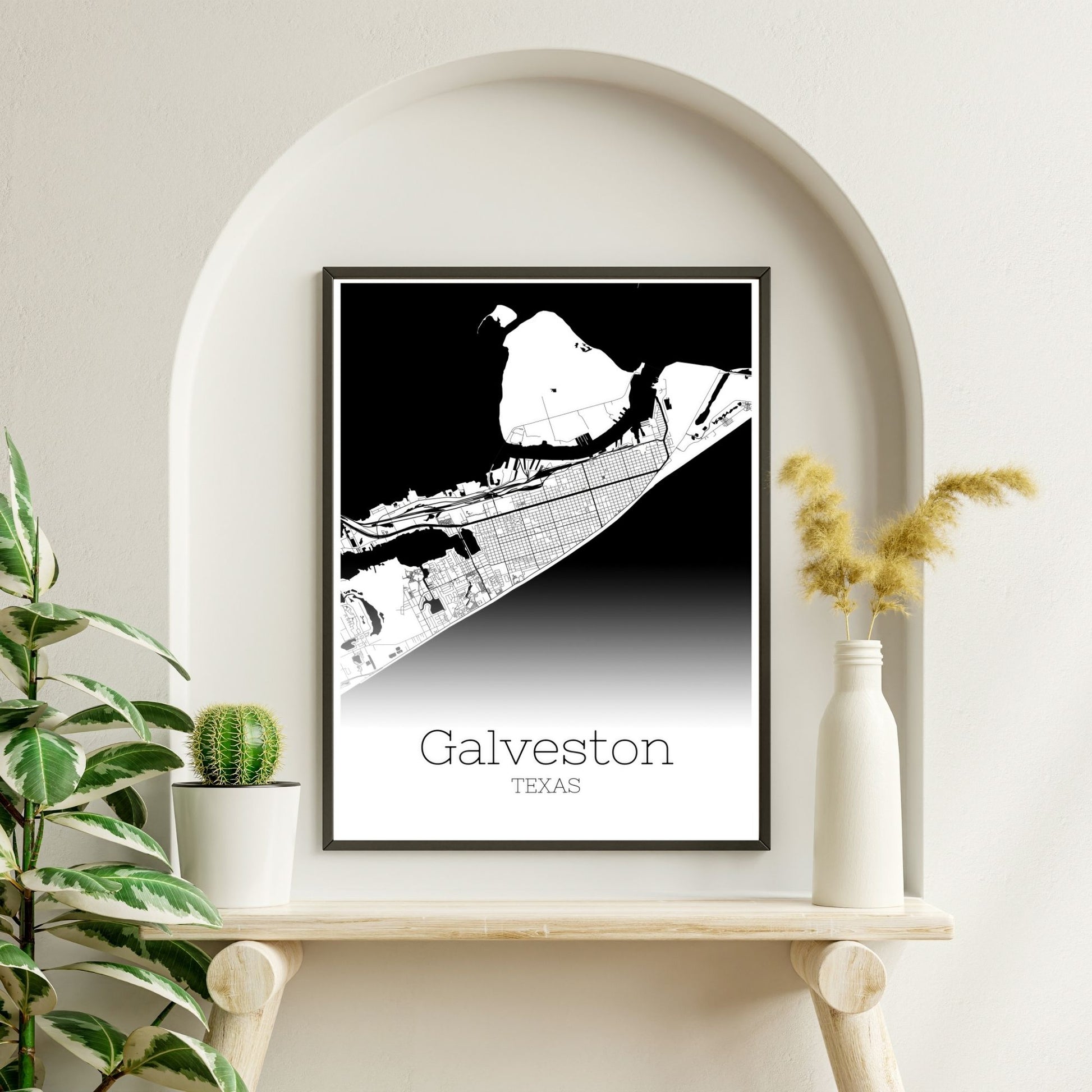 Galveston Texas City Map Poster - GroovyGrove